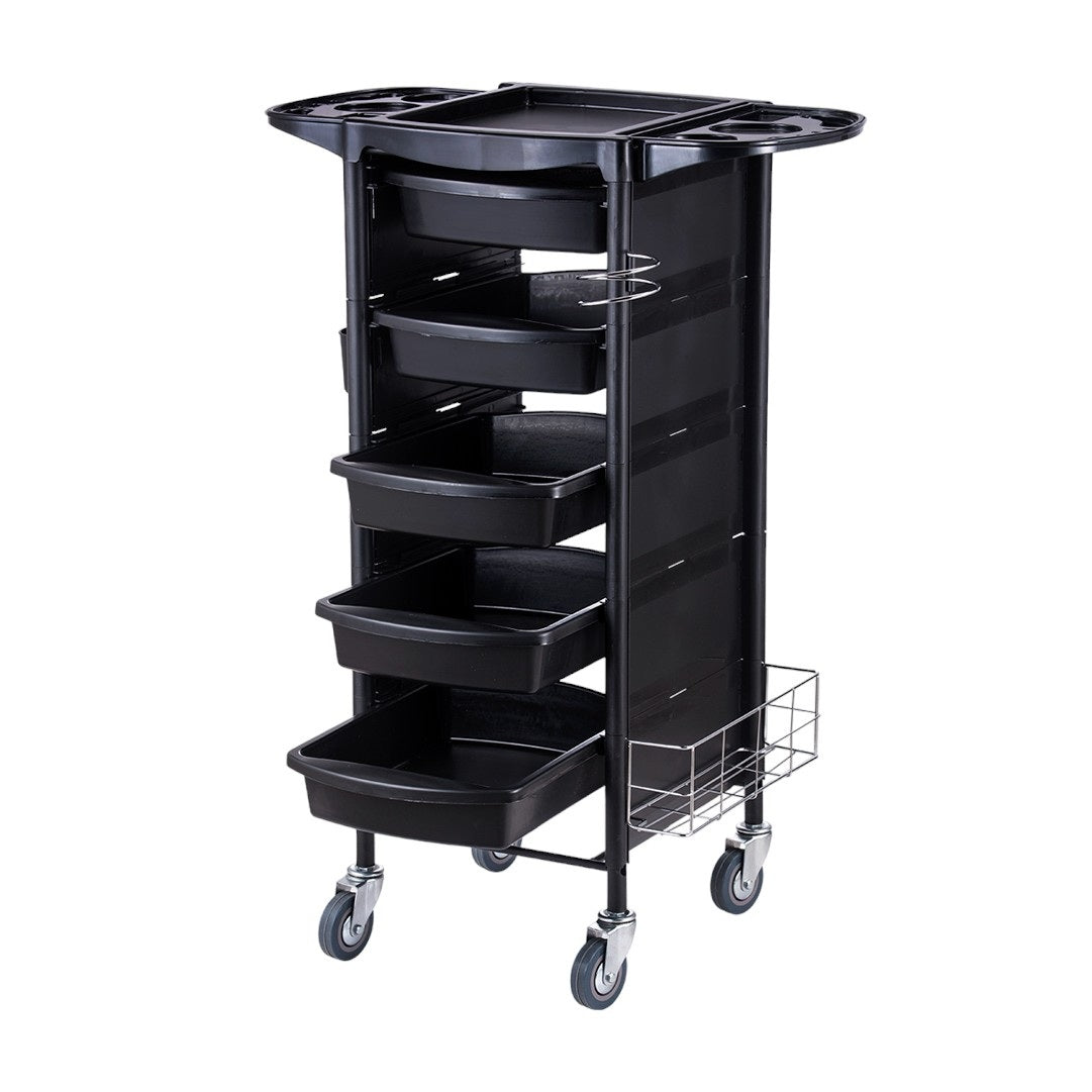 Karma Humpty Doo Heavy Duty 5 Tier Hair Salon Trolley Fully Assembled Black 08010101 - Lashmer