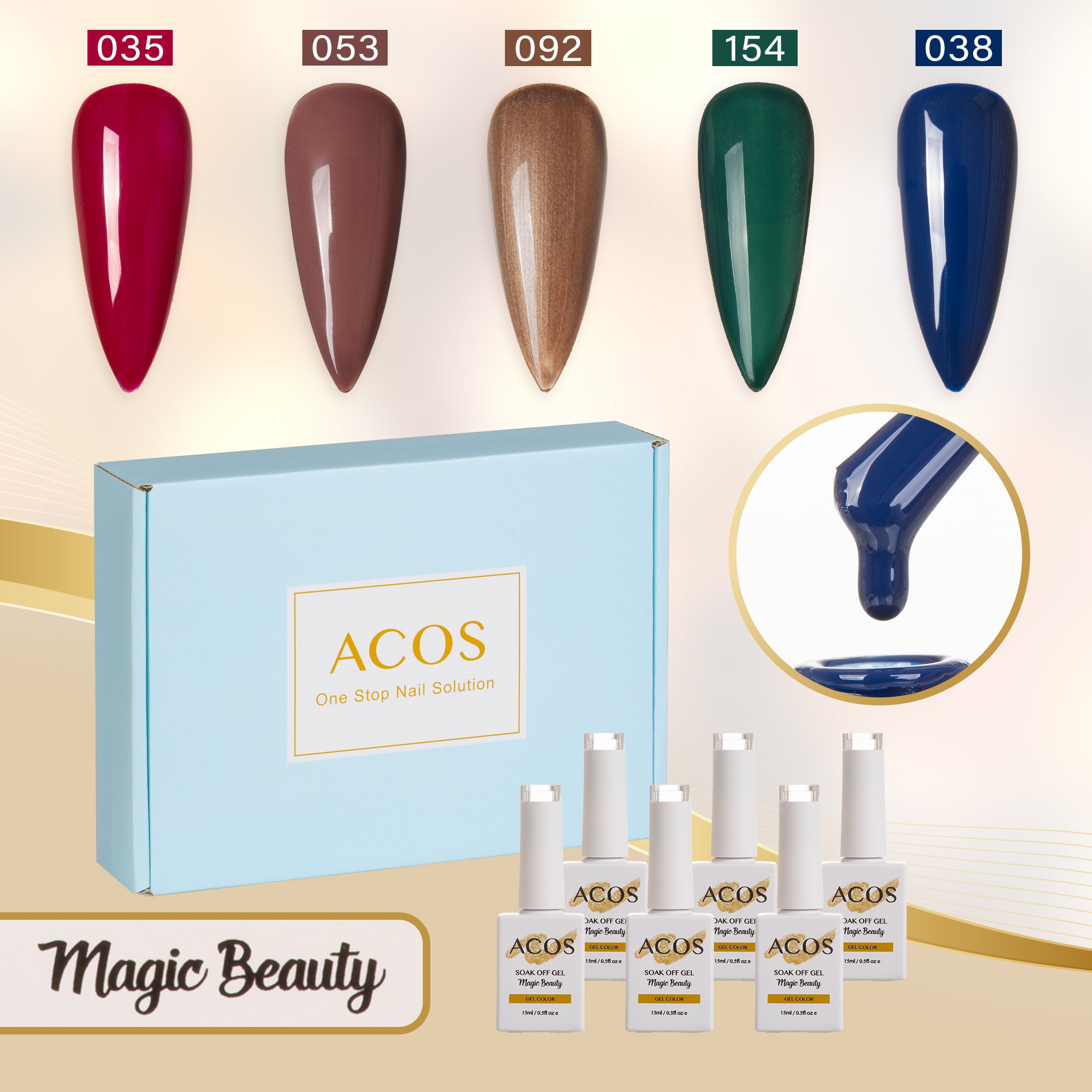 ACOS Gel Polish 5pcs Set (Pearl Colour) - Lashmer