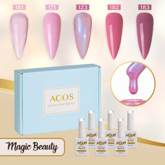 ACOS Gel Polish 5pcs Set (Pearl Pink Colour) - Lashmer