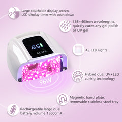 ACOS PRO Rechargeable Cordless Nail Lamp LED/UV 96W - Lashmer