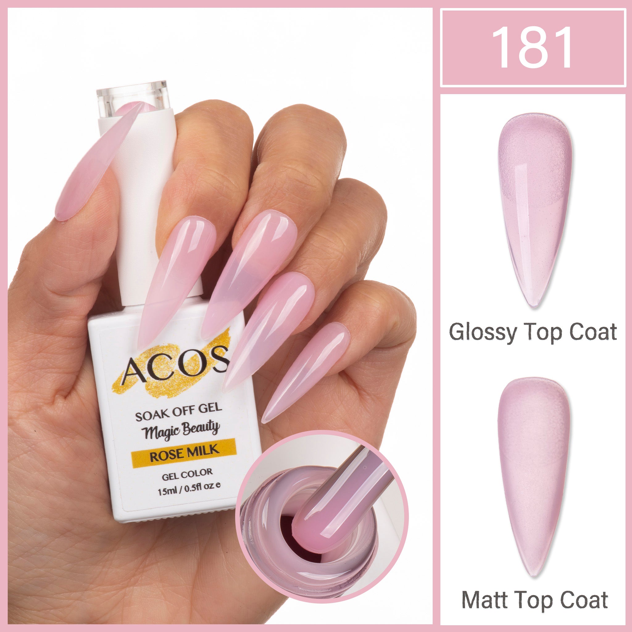 ACOS Magic Beauty Gel Polish Colour ROSE MILK (181) - Lashmer
