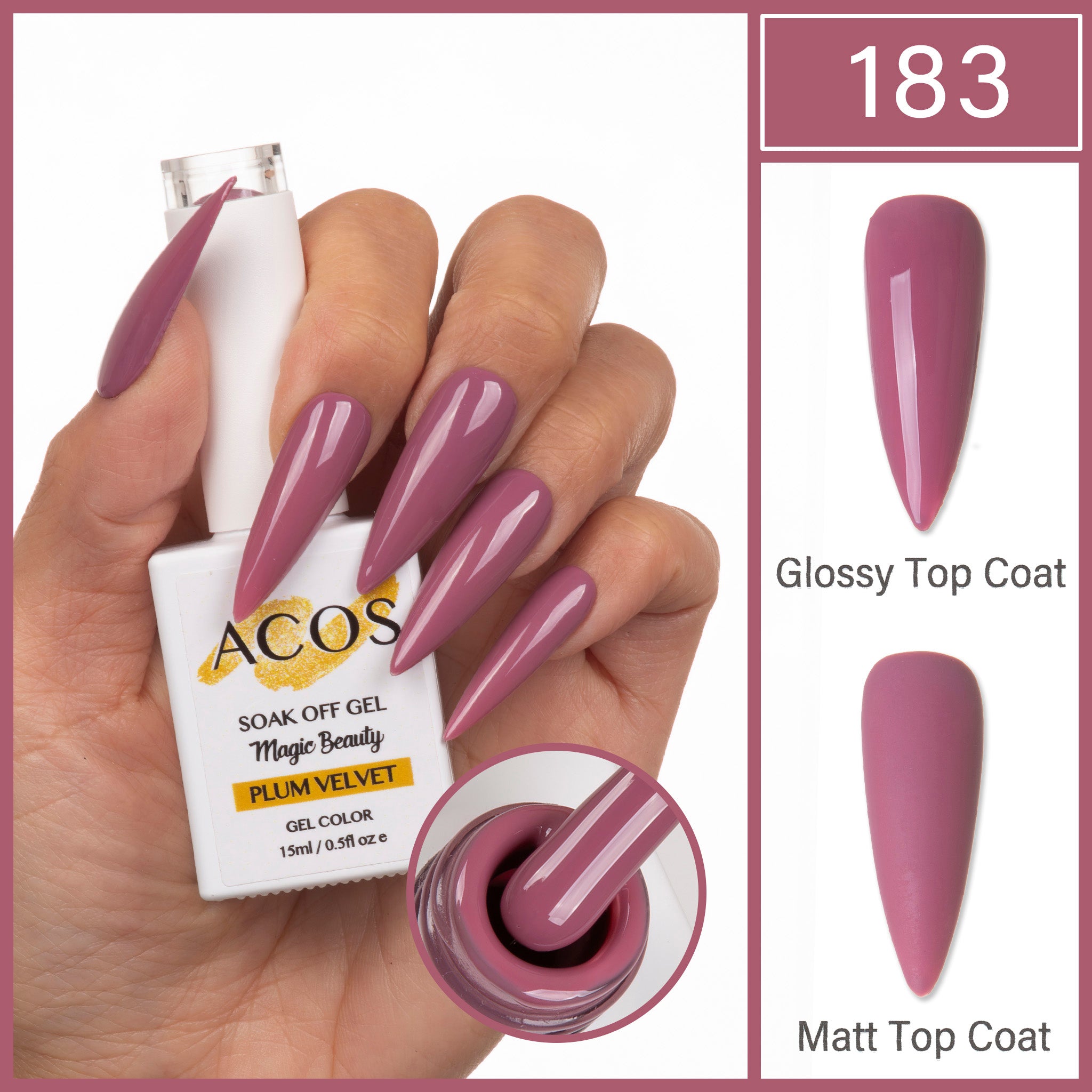 ACOS Magic Beauty Gel Polish Colour PLUM VELVET (183) - Lashmer