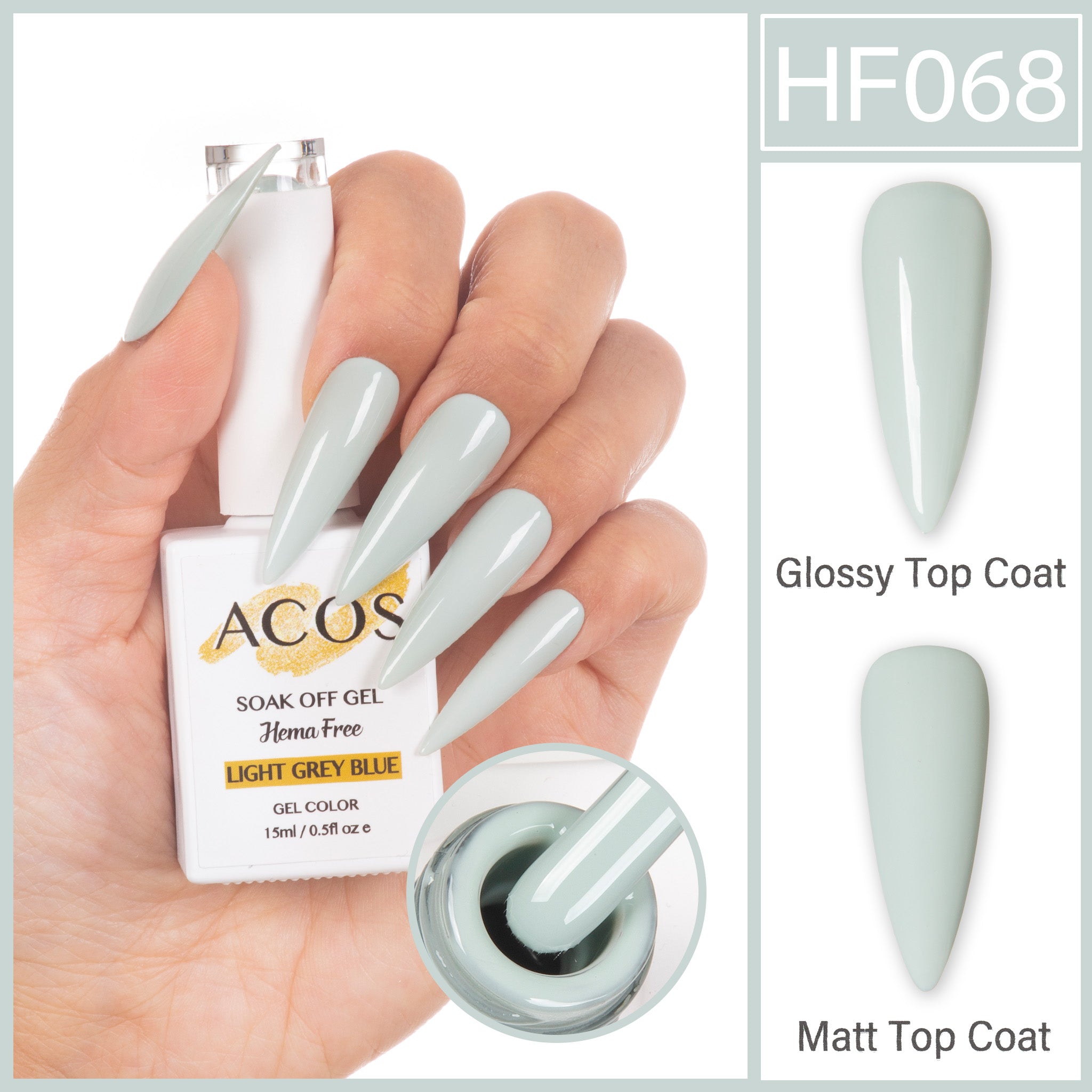 ACOS Hema Free Gel Colour LIGHT GREY BLUE (068) - Lashmer