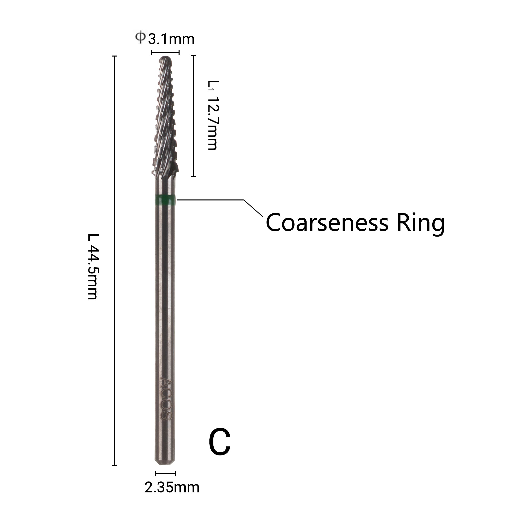 ACOS 3.1mm Upgrade Small Cone Nail Drill Bit - Lashmer