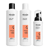 Nioxin Scalp + Hair Thickening System 4 Trio Pack PROGRESSED THINNING COLOURED / DRY / DAMAGED HAIR - Lashmer