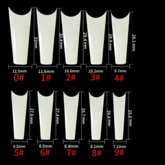 Coffin Natural Nail Tips, Half-Well 500pcs Pack (Sizes #0-9) - Lashmer