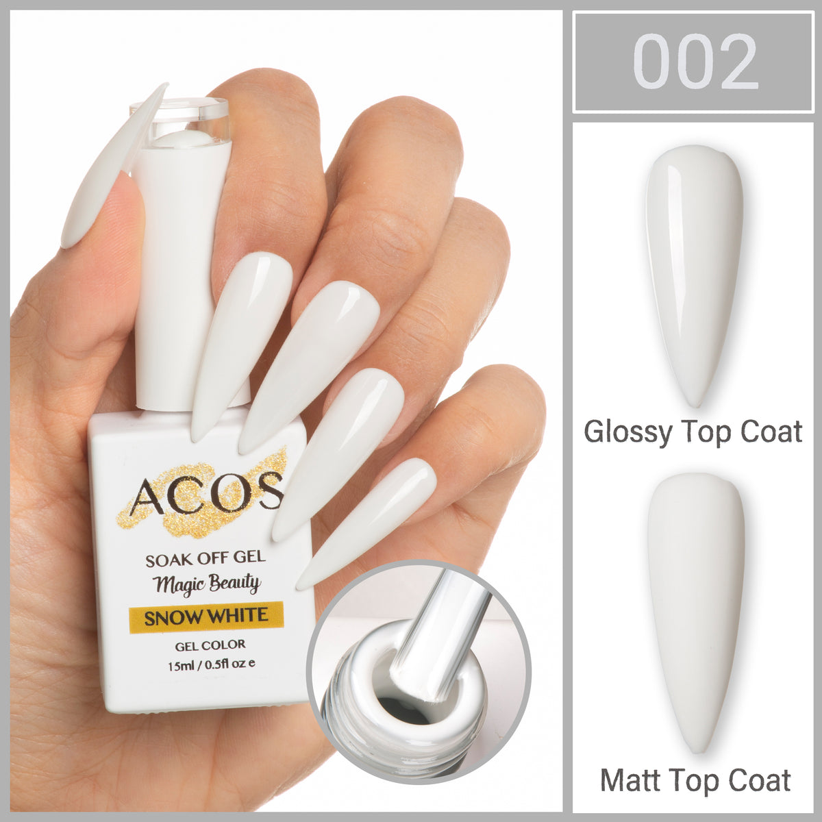 ACOS Magic Beauty Gel Polish Colour Snow White (002) - Lashmer