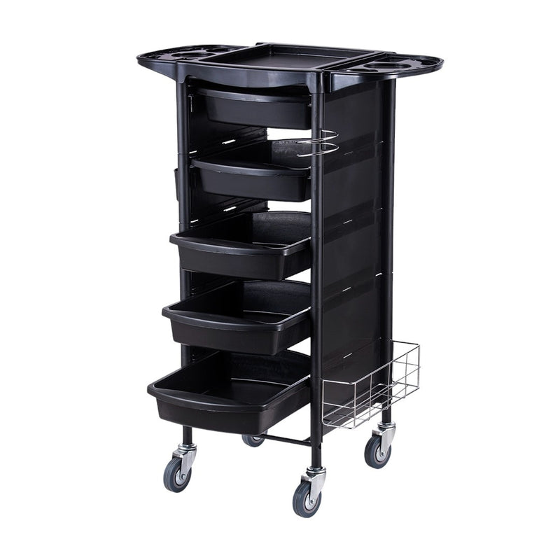 Karma Humpty Doo Heavy Duty 5 Tier Hair Salon Trolley Fully Assembled Black 08010101 - Lashmer