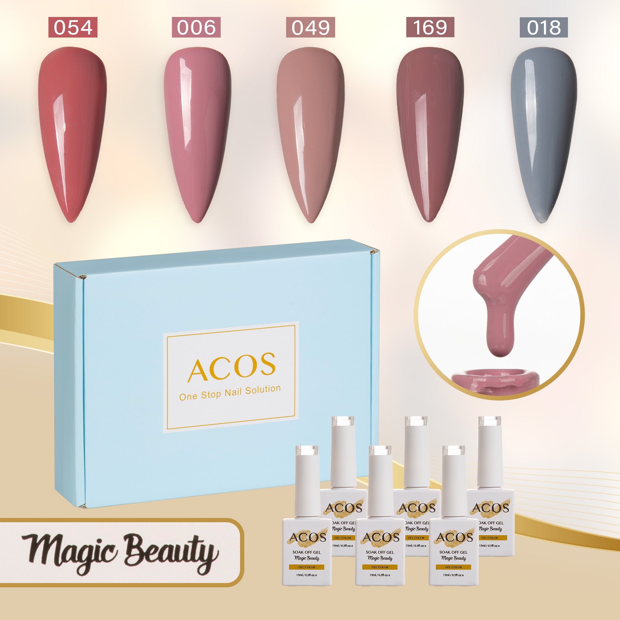 ACOS Gel Polish 5pcs Set (Mix Colour) - Lashmer