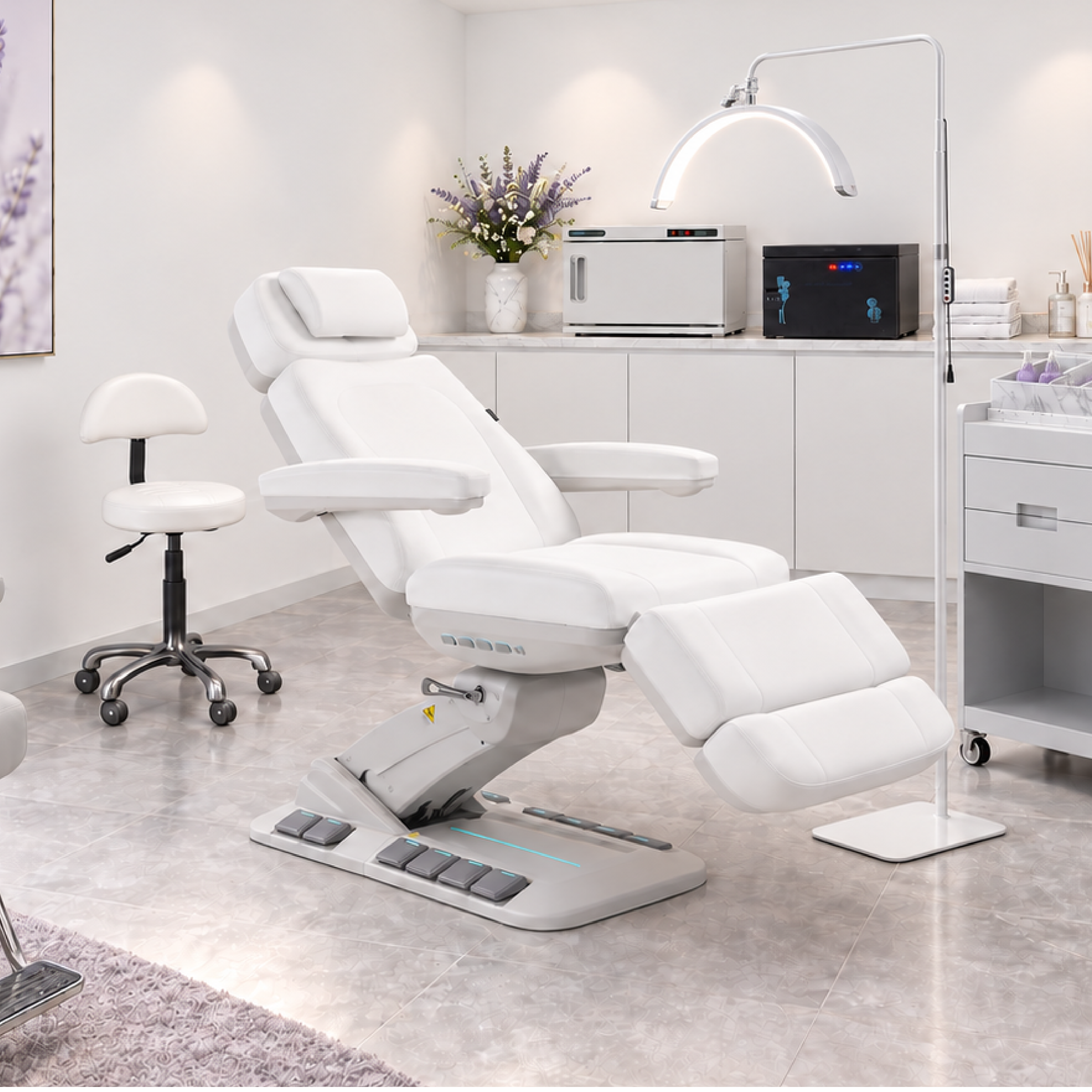 Lavender Silver lash studio fitout package styled room