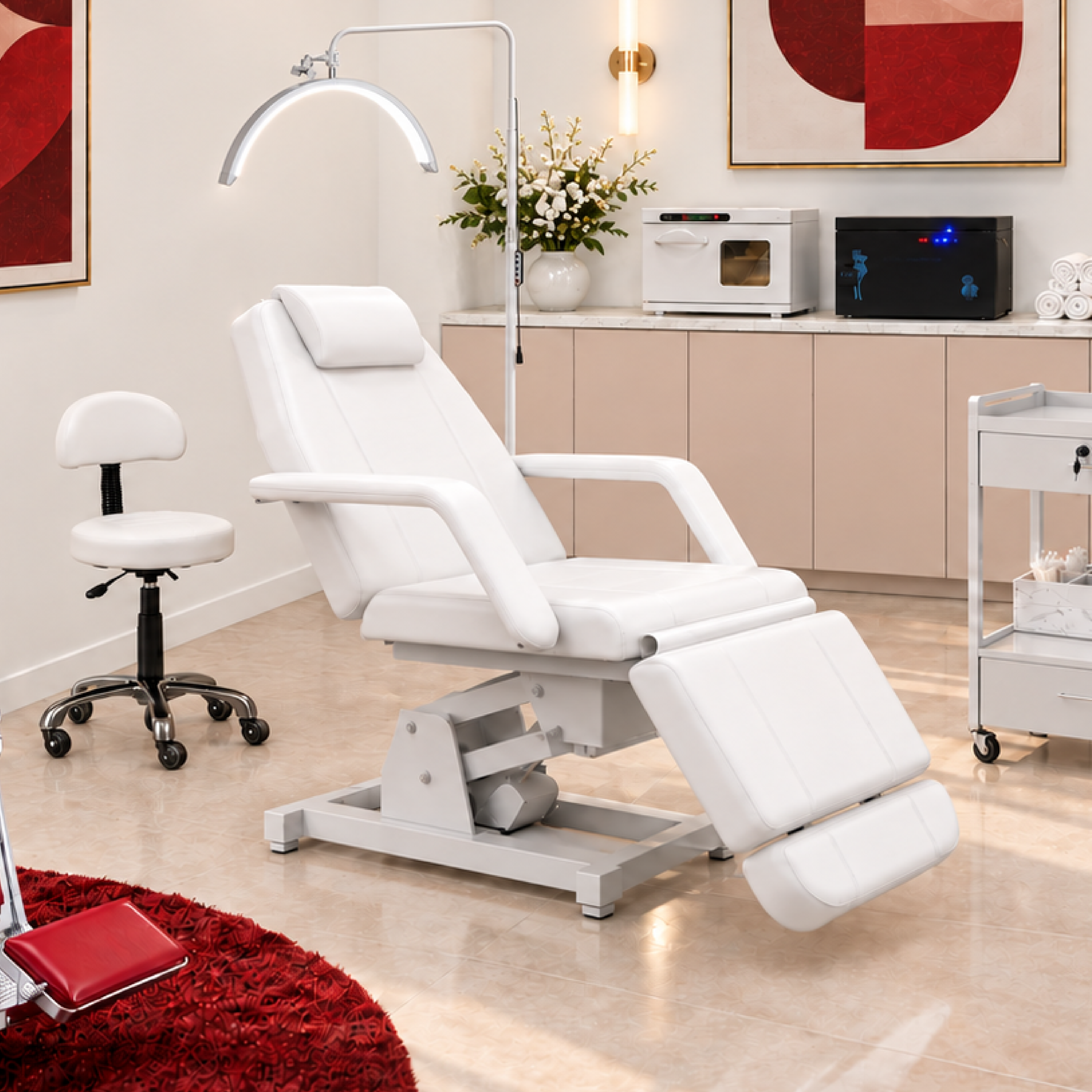 Retro Rouge lash studio fitout package styled room
