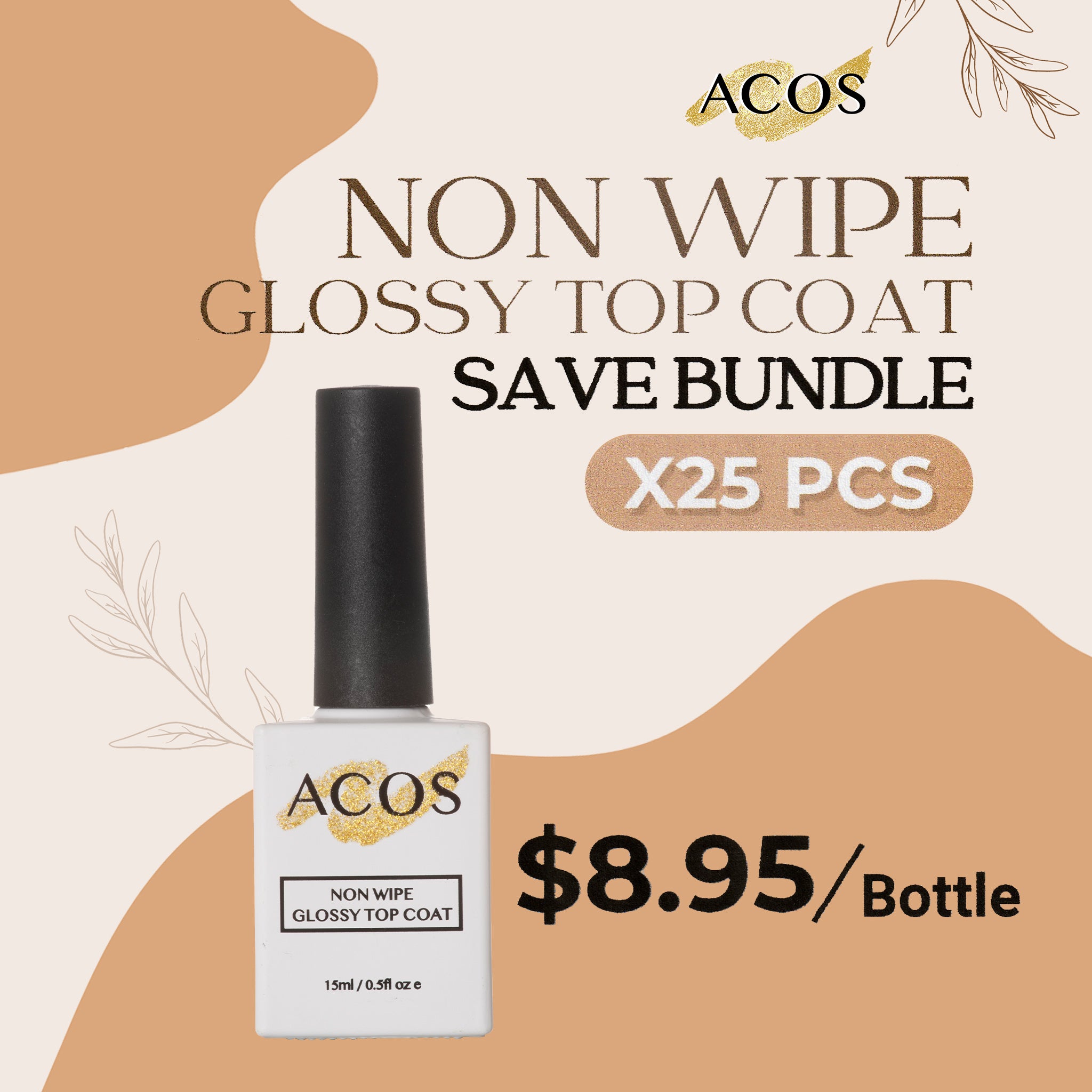 ACOS Non Wipe  Glossy  Gel top coat 15ml - Lashmer