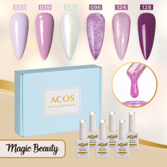 ACOS Gel Polish 6pcs Set (Purple Colour) - Lashmer