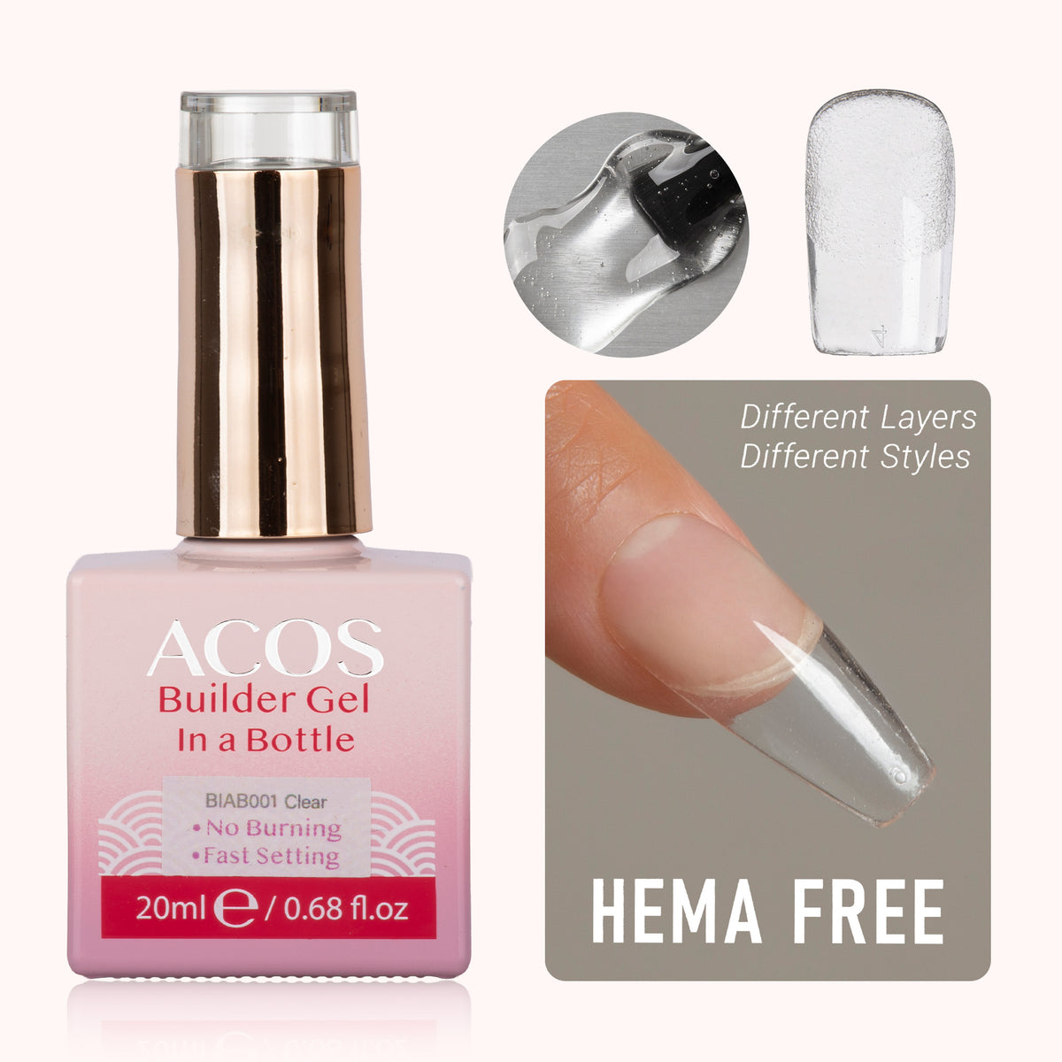 ACOS Hema Free Brush-on Builder Gel (20ml) - Lashmer