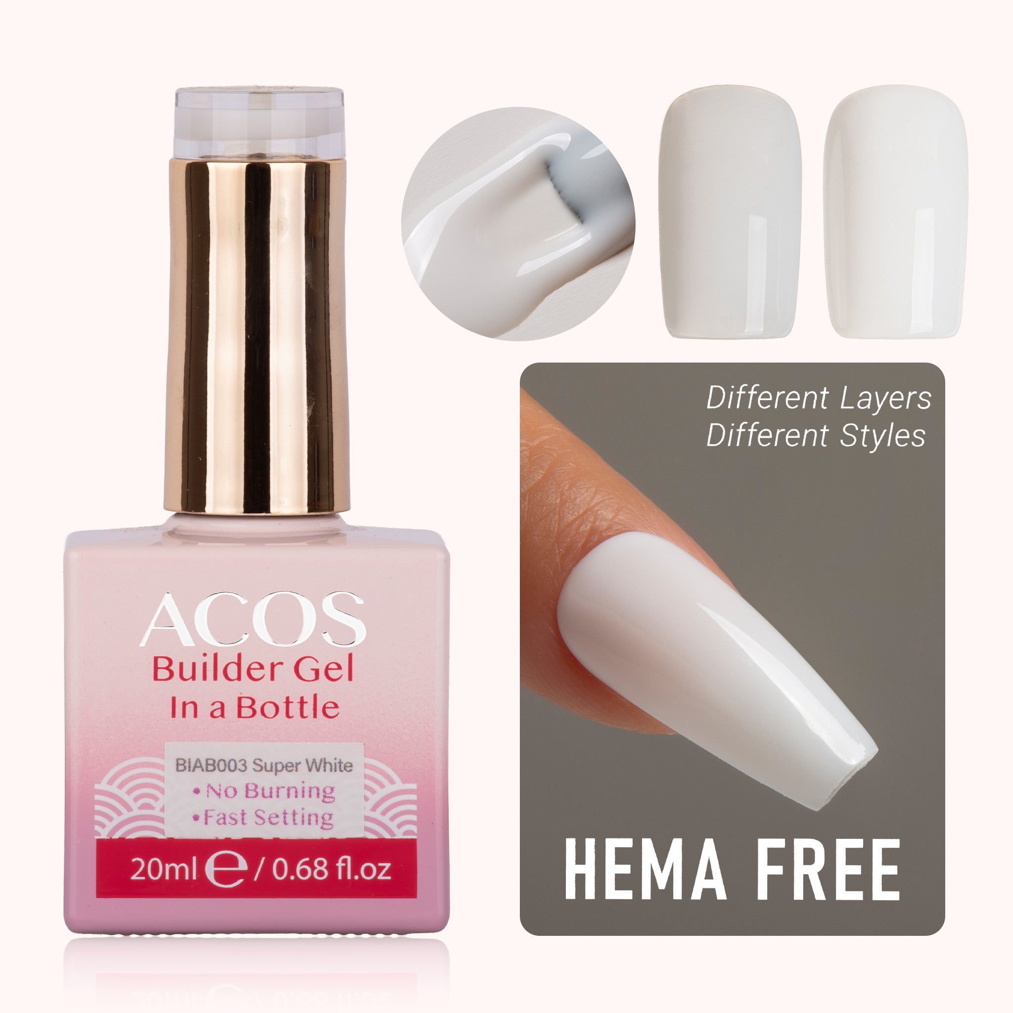 ACOS Hema Free Brush-on Builder Gel (20ml) - Lashmer