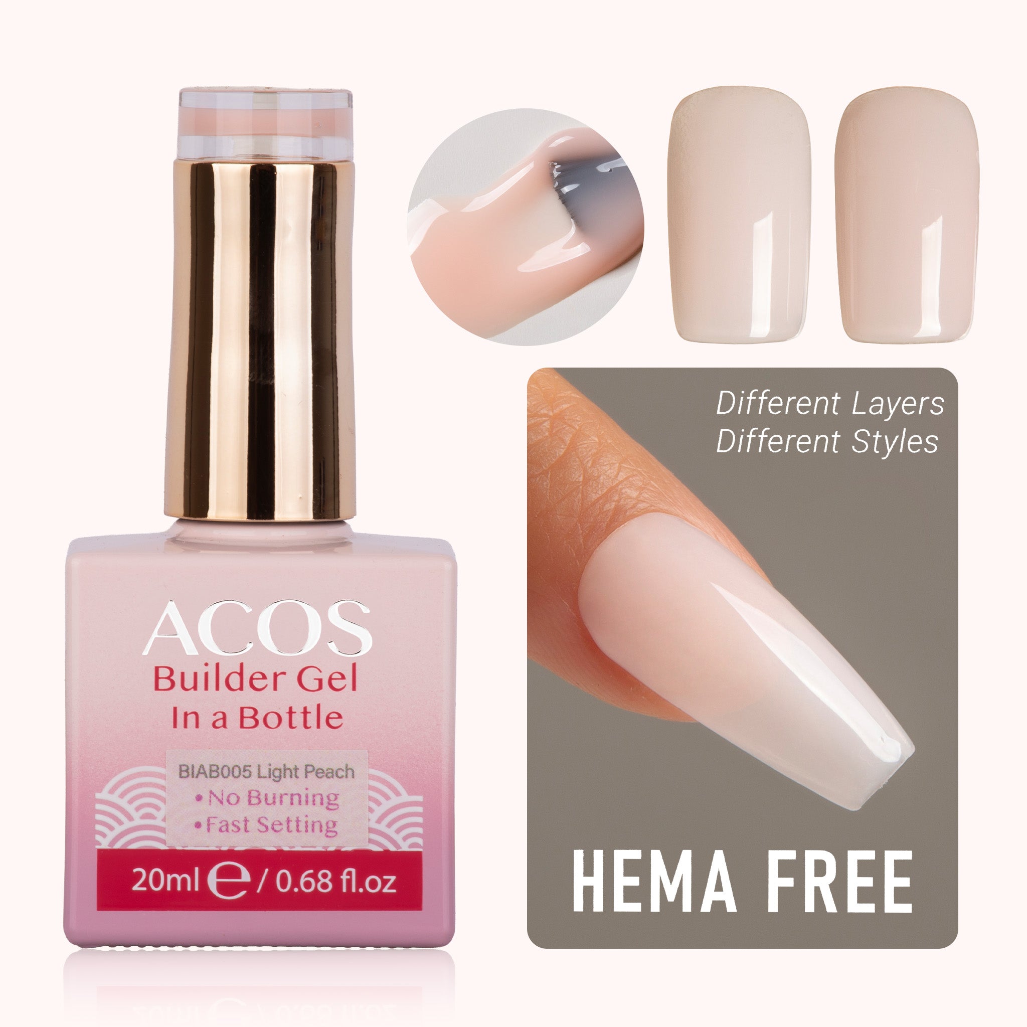 ACOS Hema Free Brush-on Builder Gel (20ml) - Lashmer