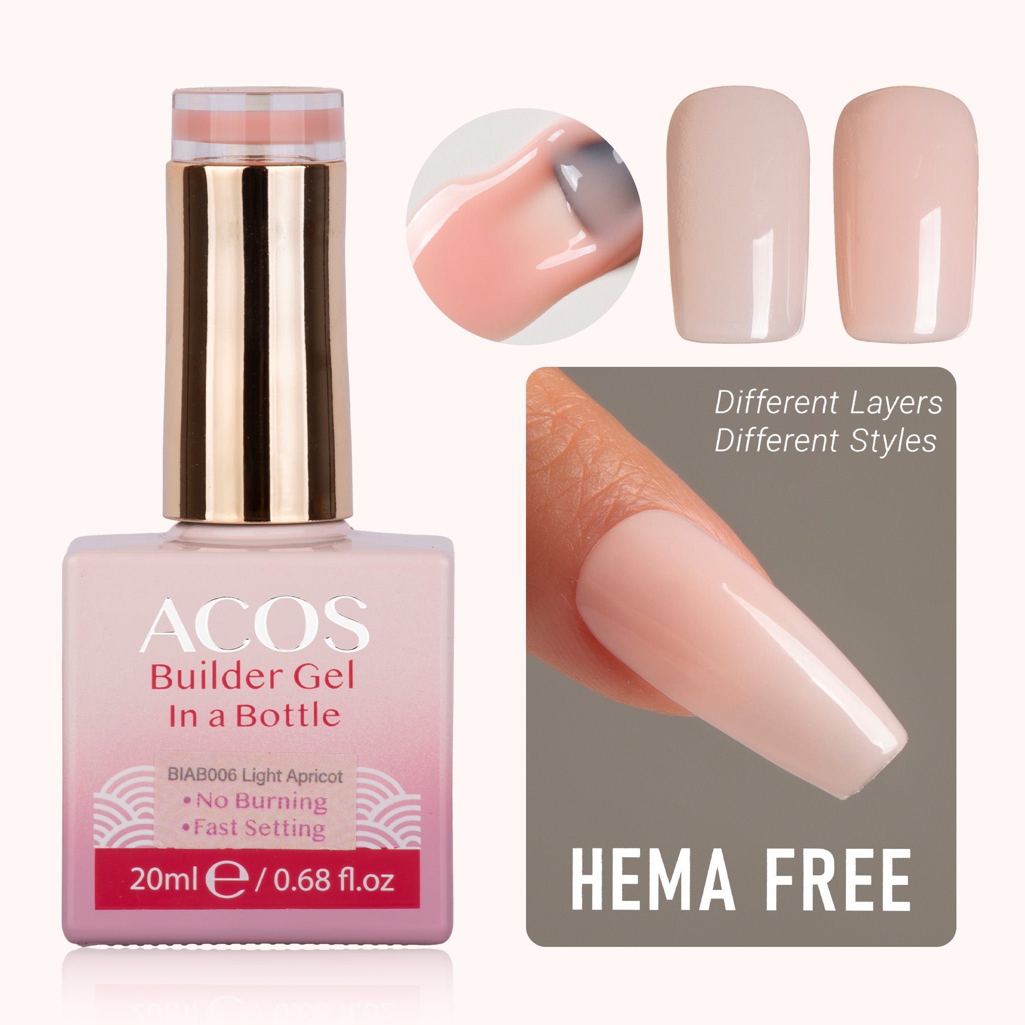 ACOS Hema Free Brush-on Builder Gel (20ml) - Lashmer