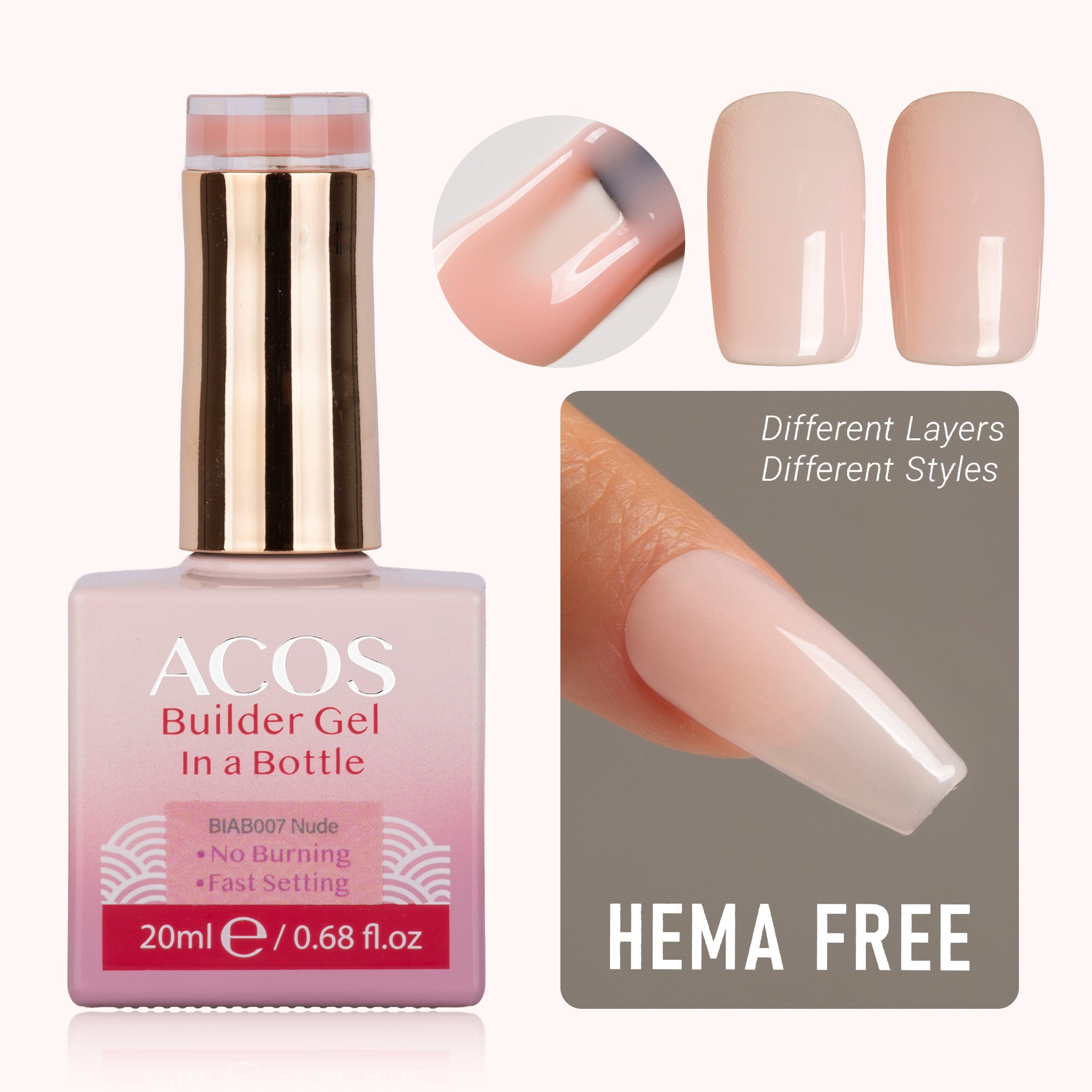 ACOS Hema Free Brush-on Builder Gel (20ml) - Lashmer
