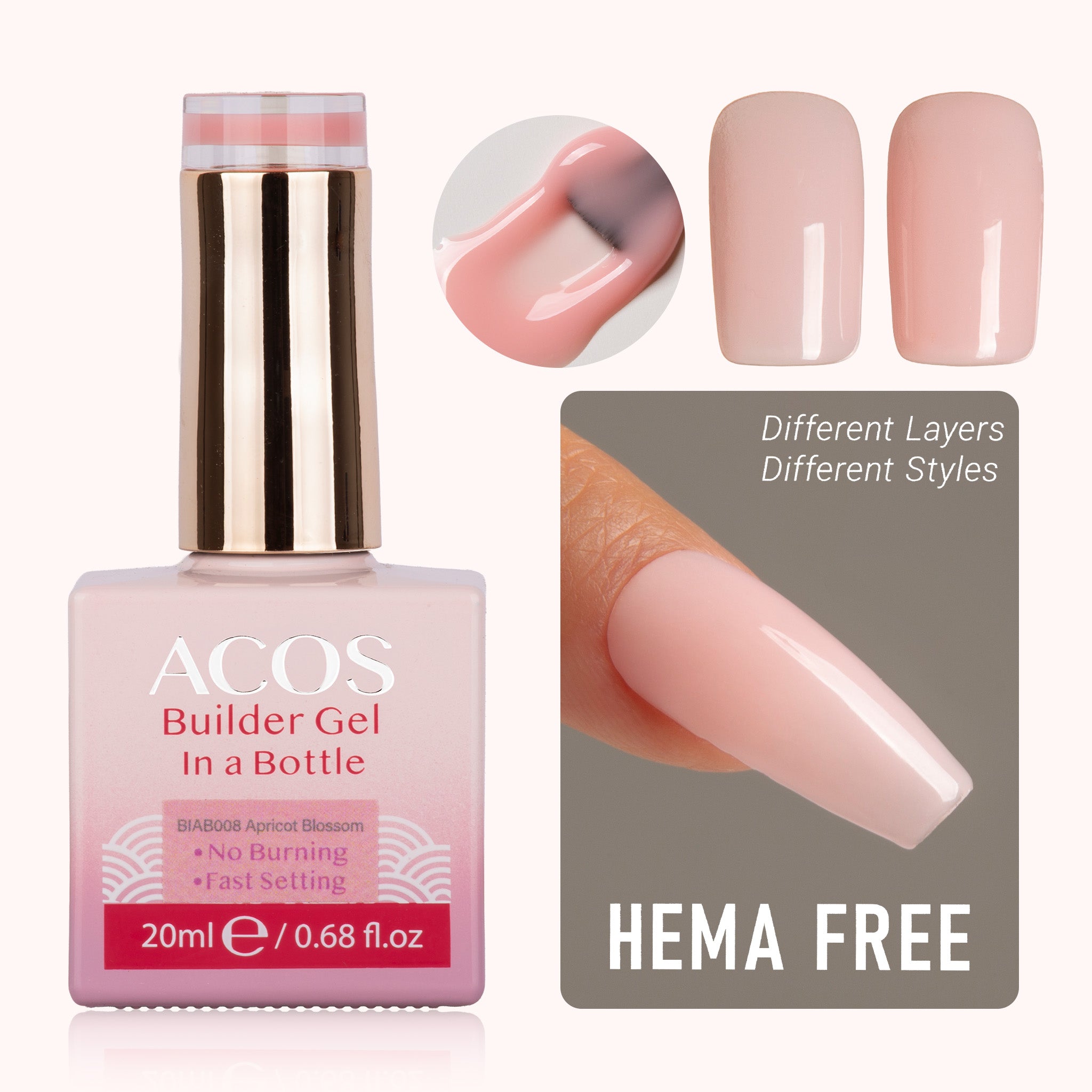 ACOS Hema Free Brush-on Builder Gel (20ml) - Lashmer