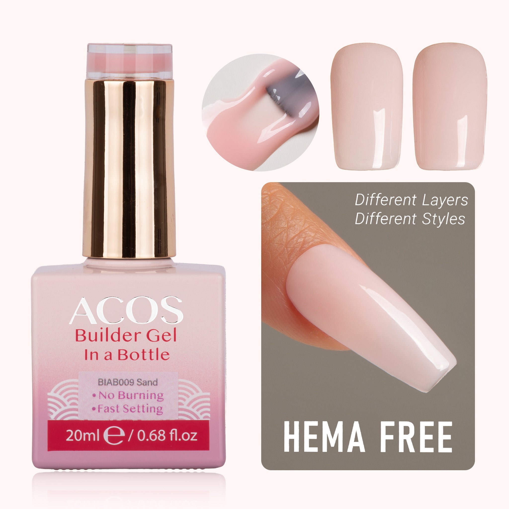 ACOS Hema Free Brush-on Builder Gel (20ml) - Lashmer
