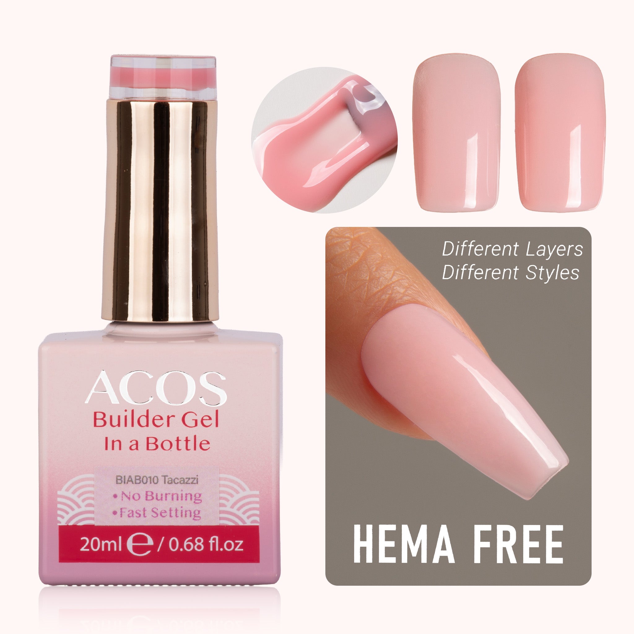 ACOS Hema Free Brush-on Builder Gel (20ml) - Lashmer