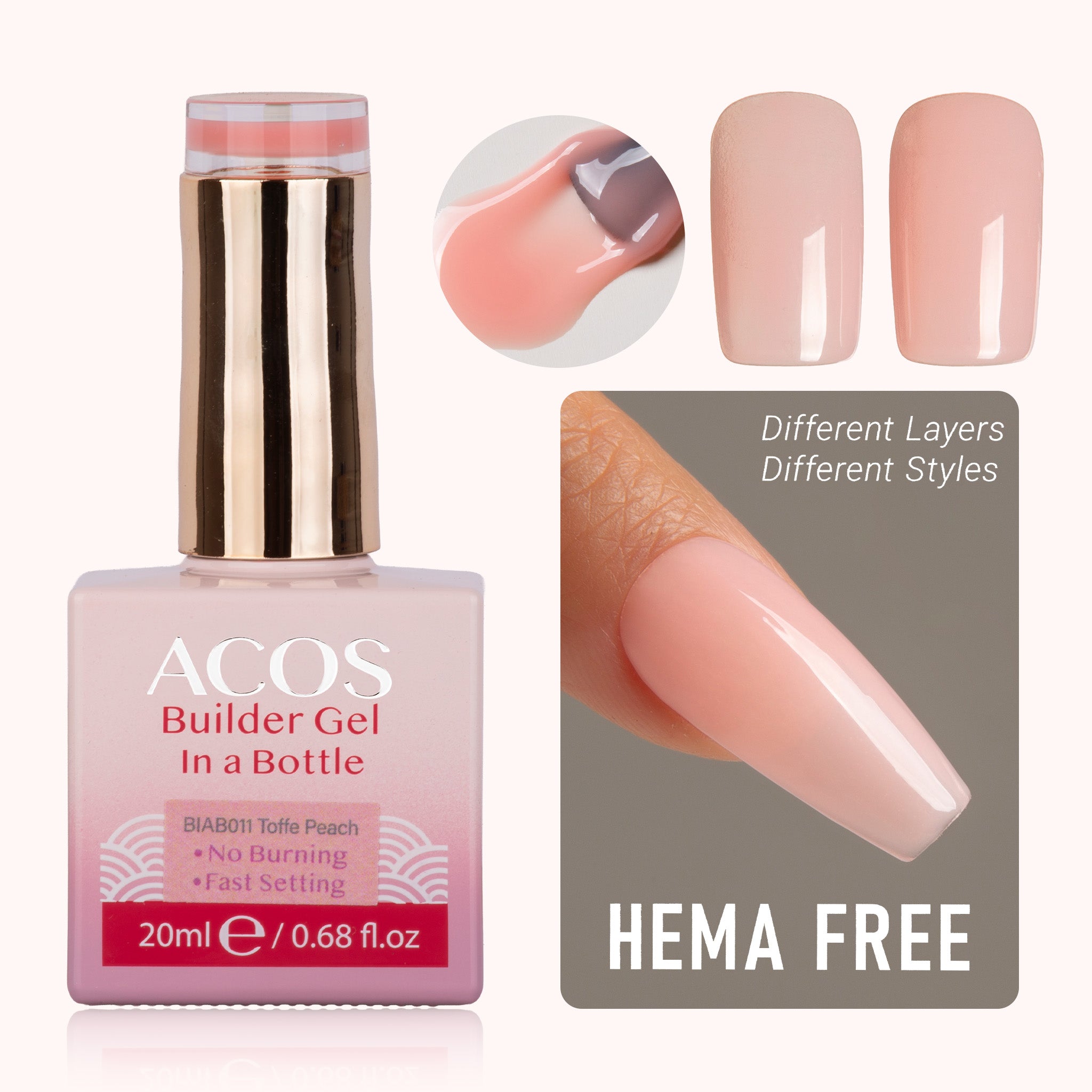 ACOS Hema Free Brush-on Builder Gel (20ml) - Lashmer