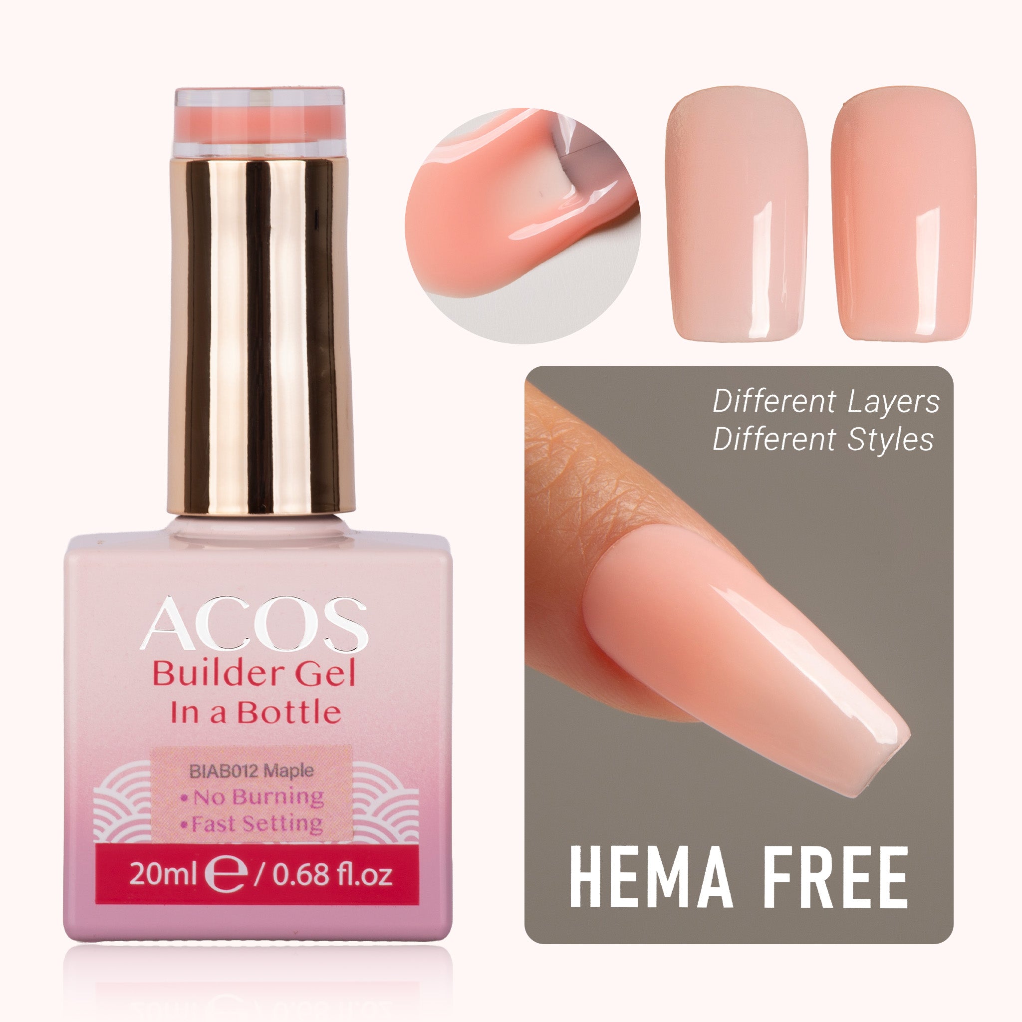 ACOS Hema Free Brush-on Builder Gel (20ml) - Lashmer