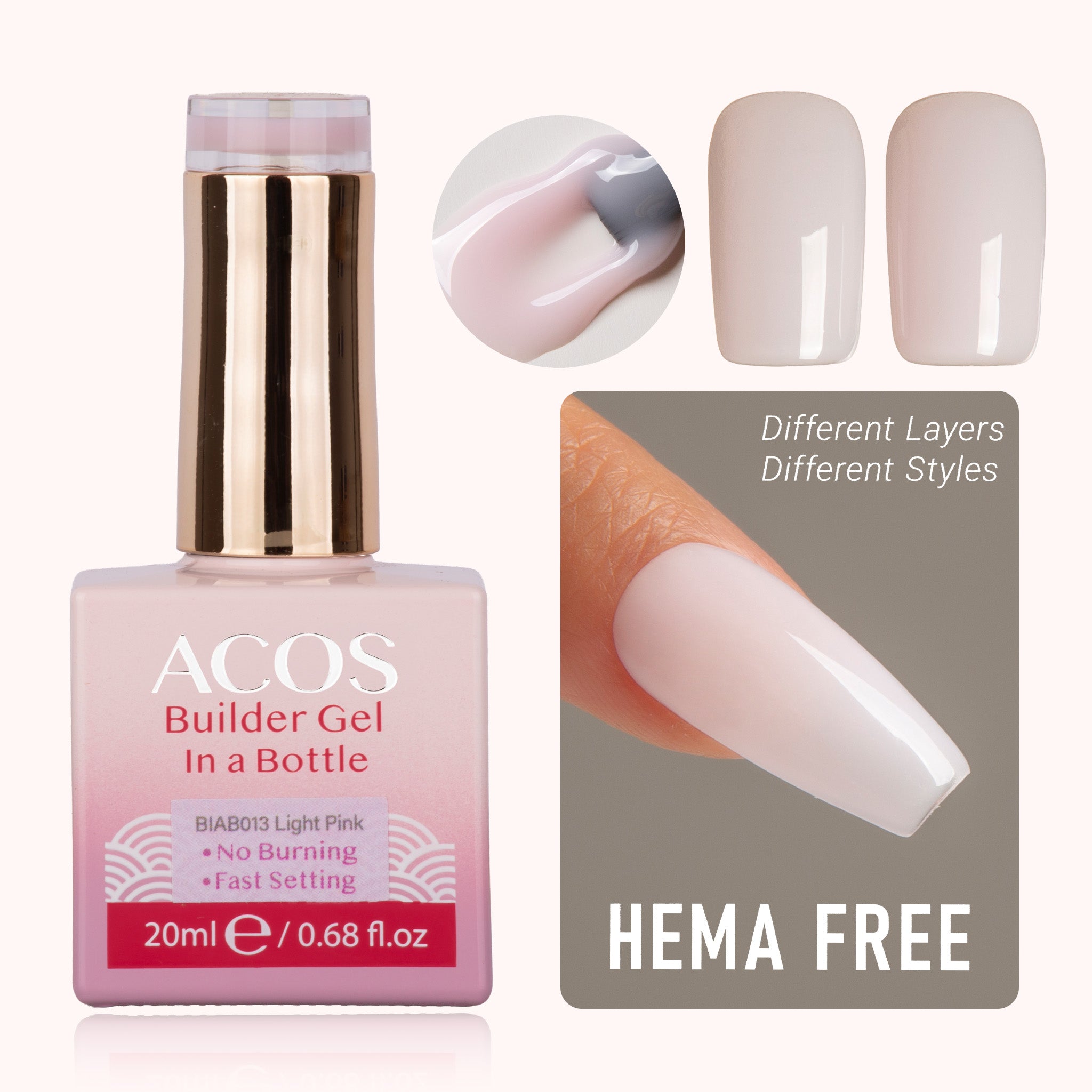 ACOS Hema Free Brush-on Builder Gel (20ml) - Lashmer