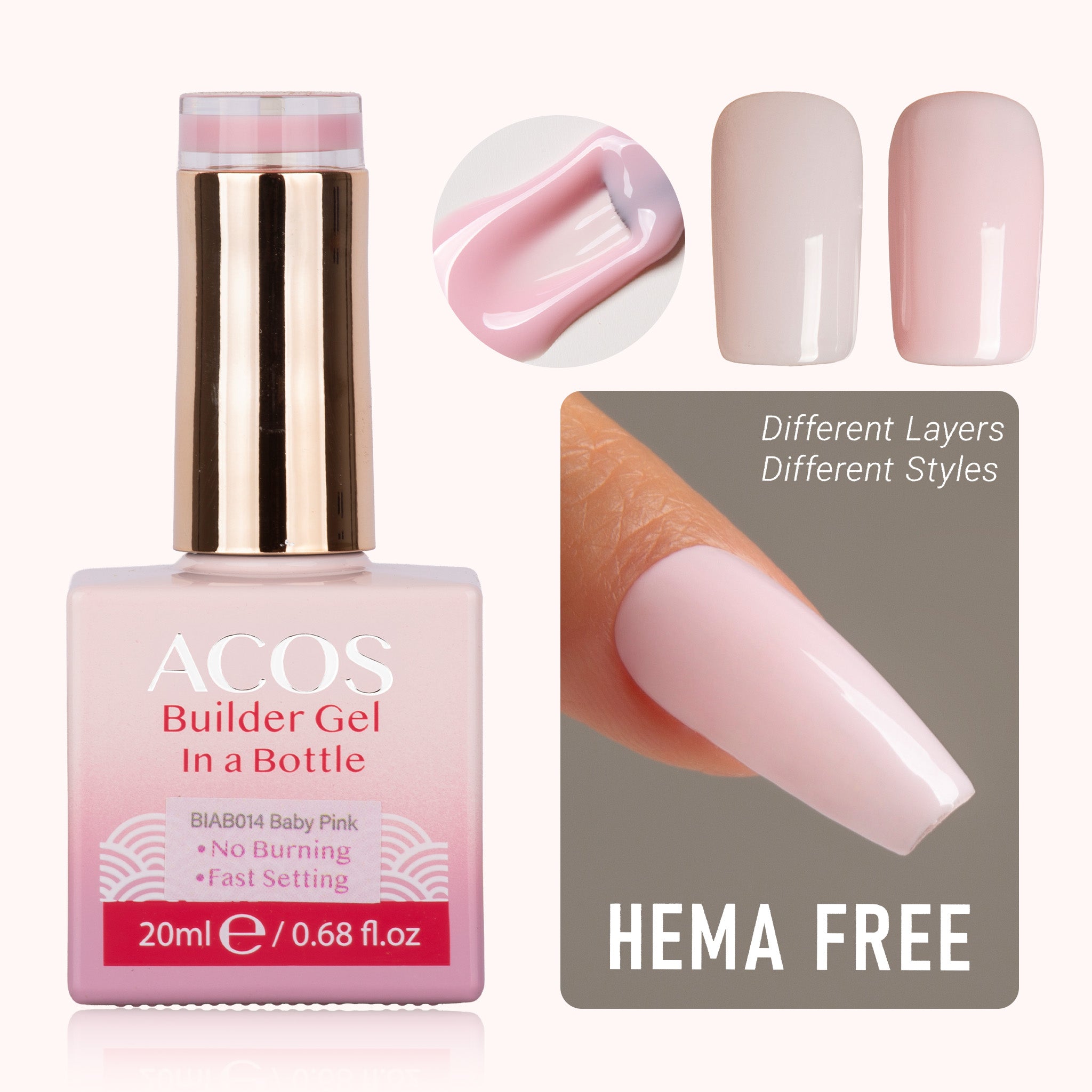 ACOS Hema Free Brush-on Builder Gel (20ml) - Lashmer