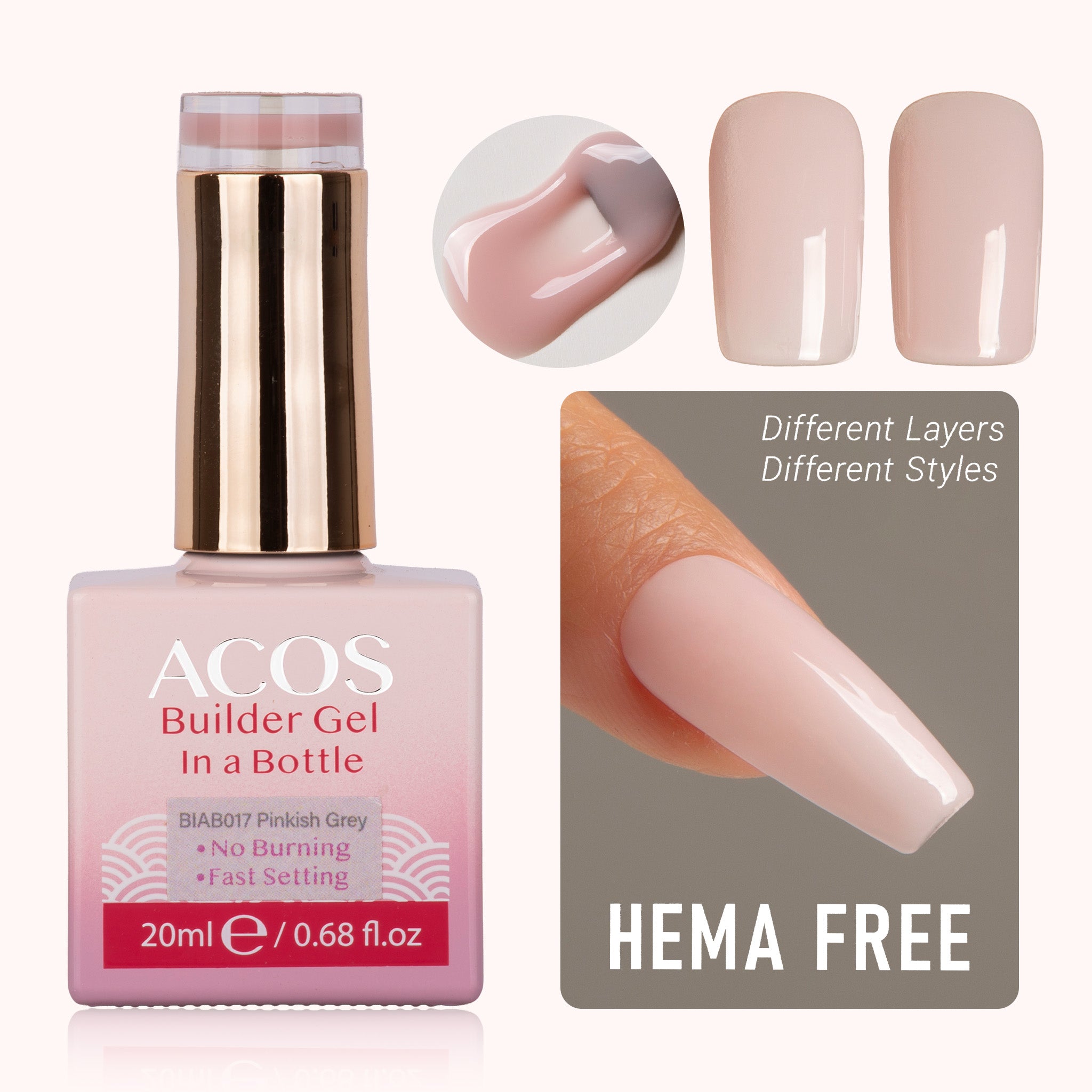 ACOS Hema Free Brush-on Builder Gel (20ml) - Lashmer