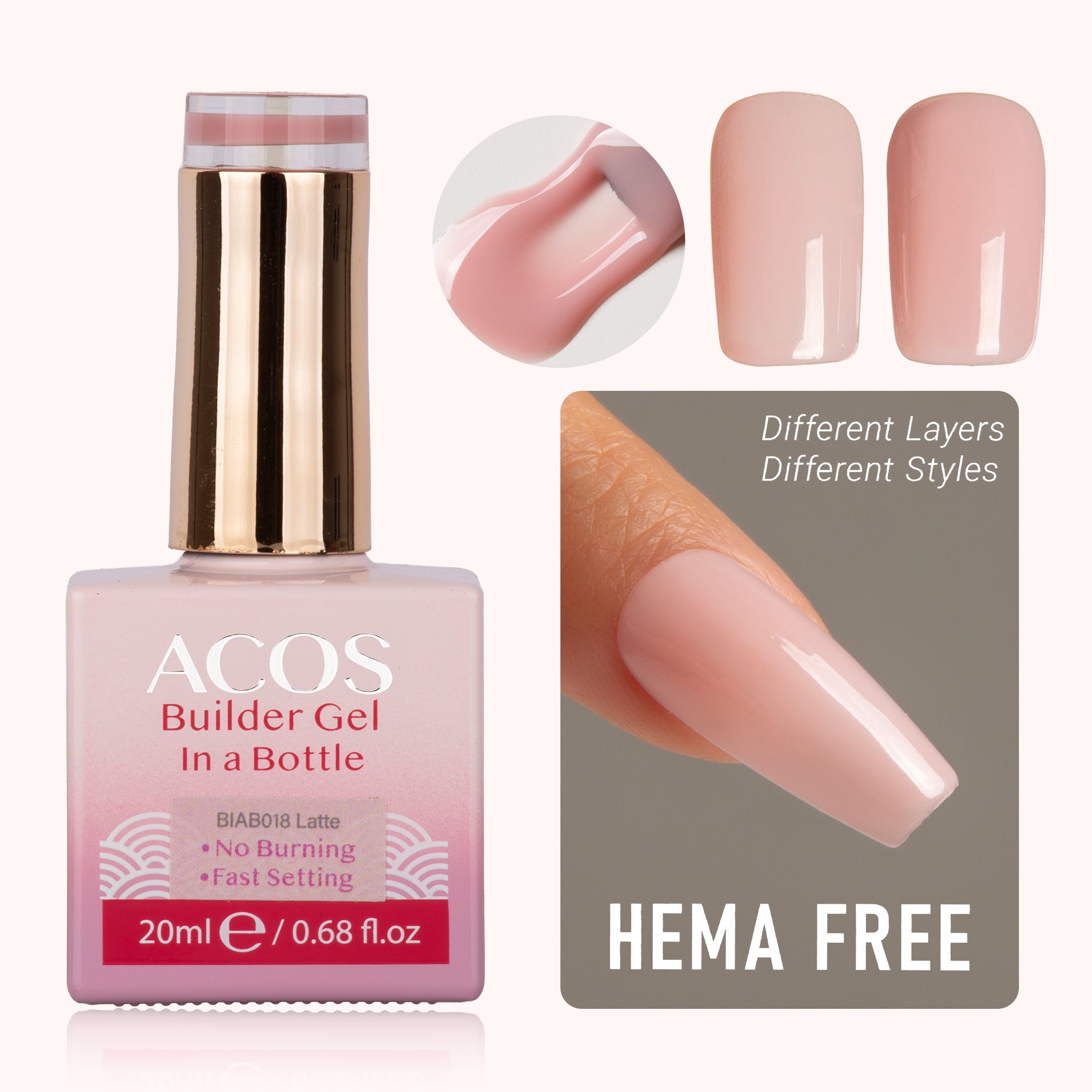 ACOS Hema Free Brush-on Builder Gel (20ml) - Lashmer
