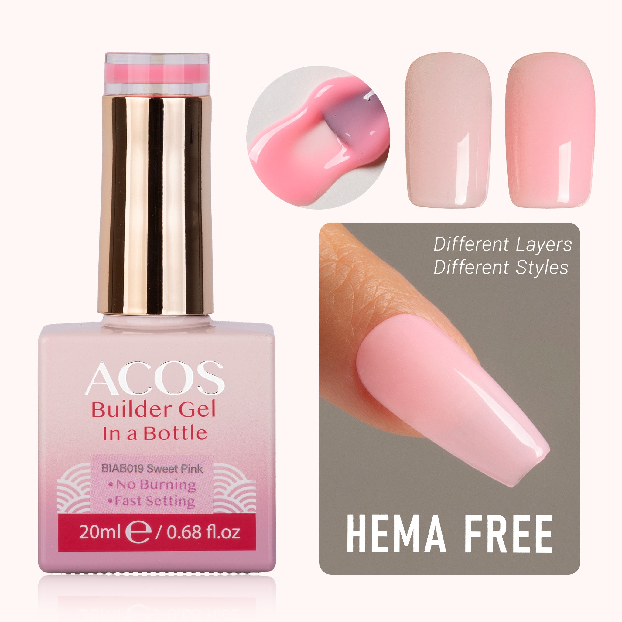 ACOS Hema Free Brush-on Builder Gel (20ml) - Lashmer