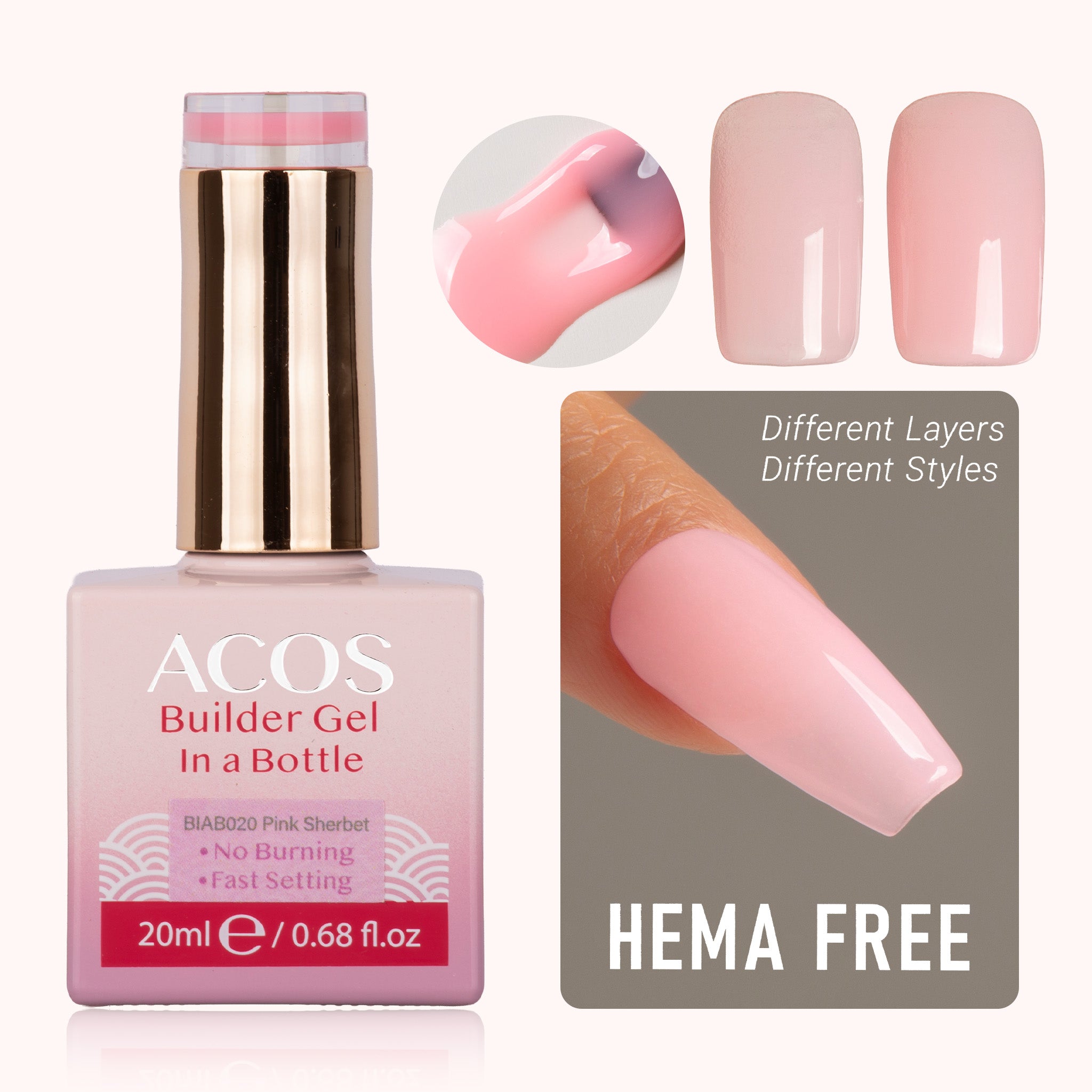 ACOS Hema Free Brush-on Builder Gel (20ml) - Lashmer