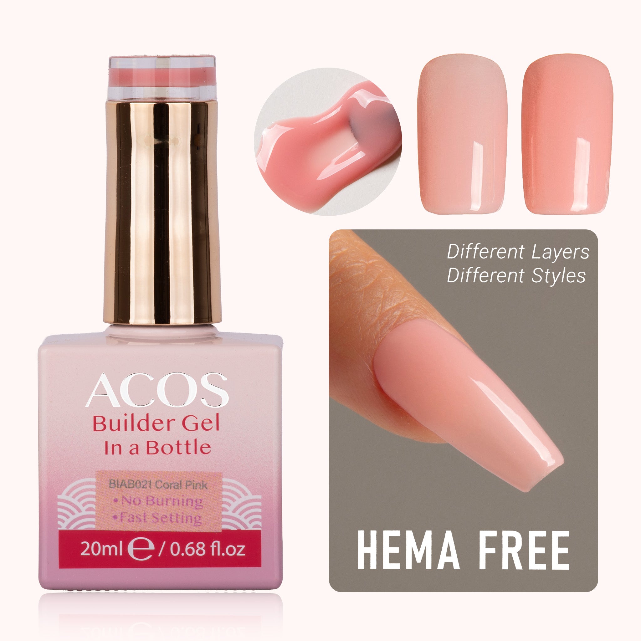ACOS Hema Free Brush-on Builder Gel (20ml) - Lashmer