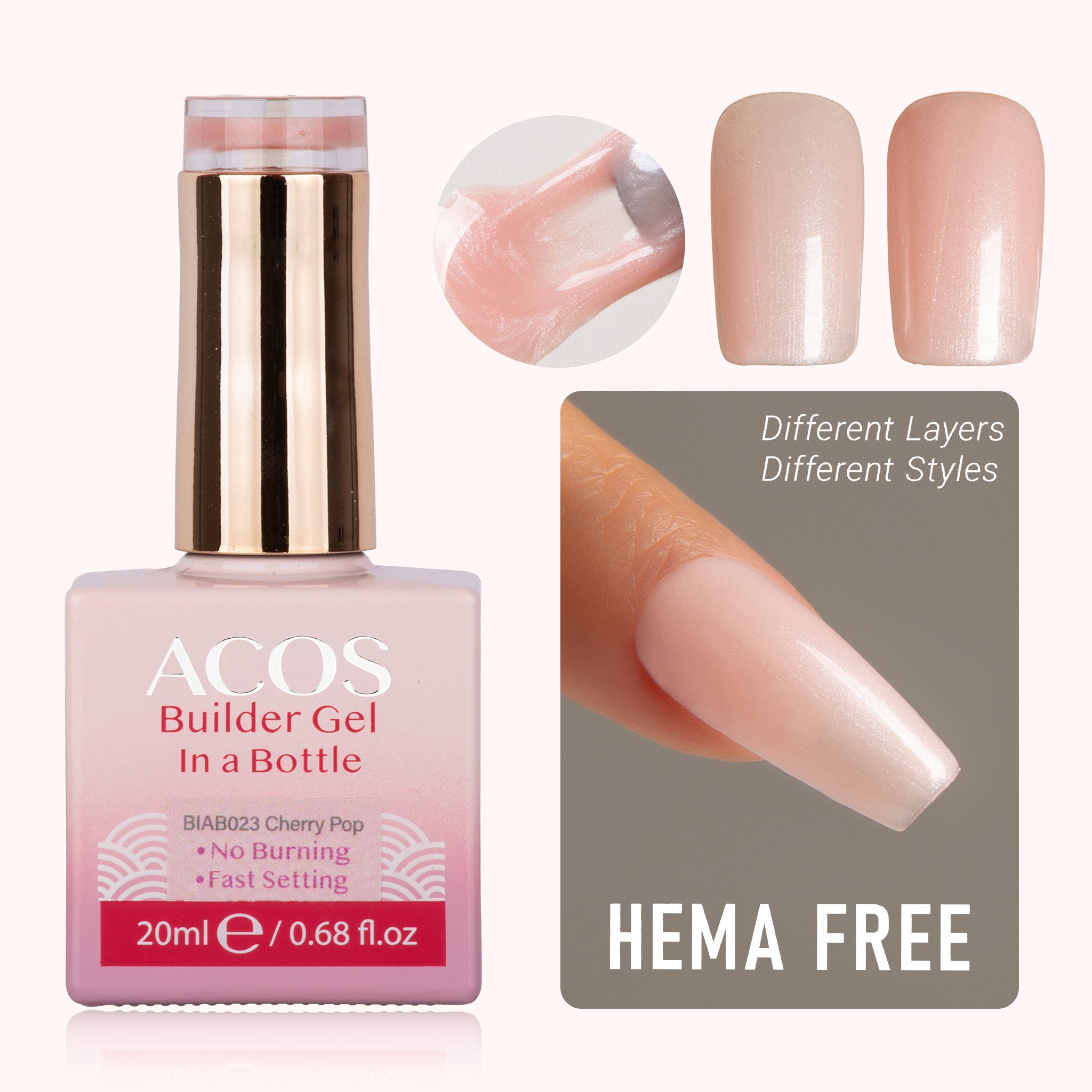 ACOS Hema Free Brush-on Builder Gel (20ml) - Lashmer
