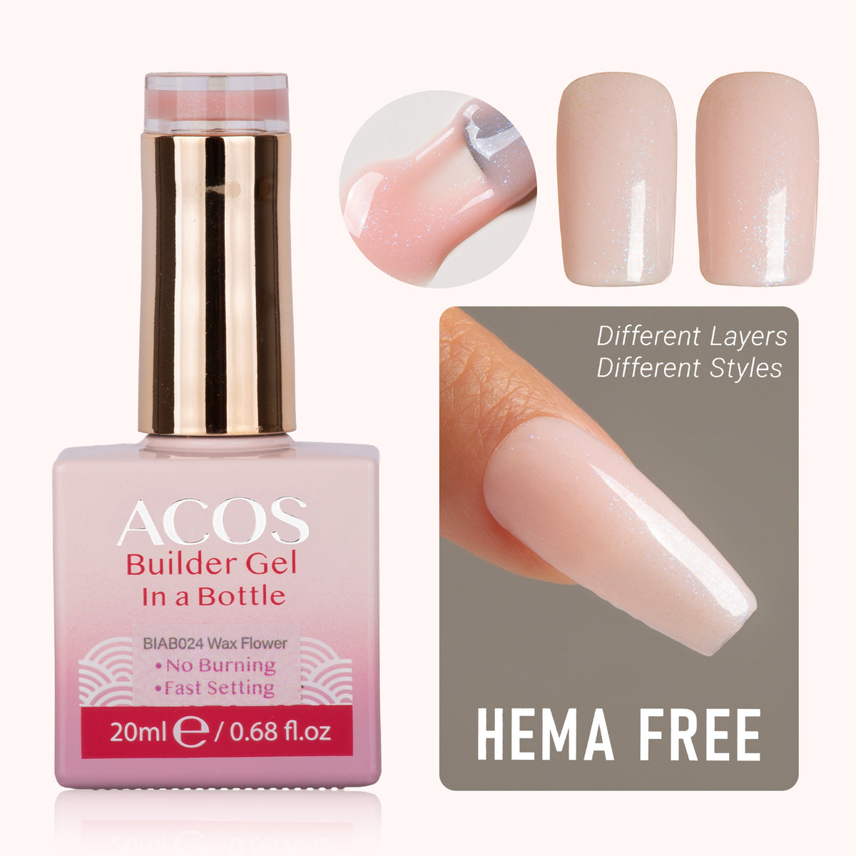 ACOS Hema Free Brush-on Builder Gel (20ml) - Lashmer