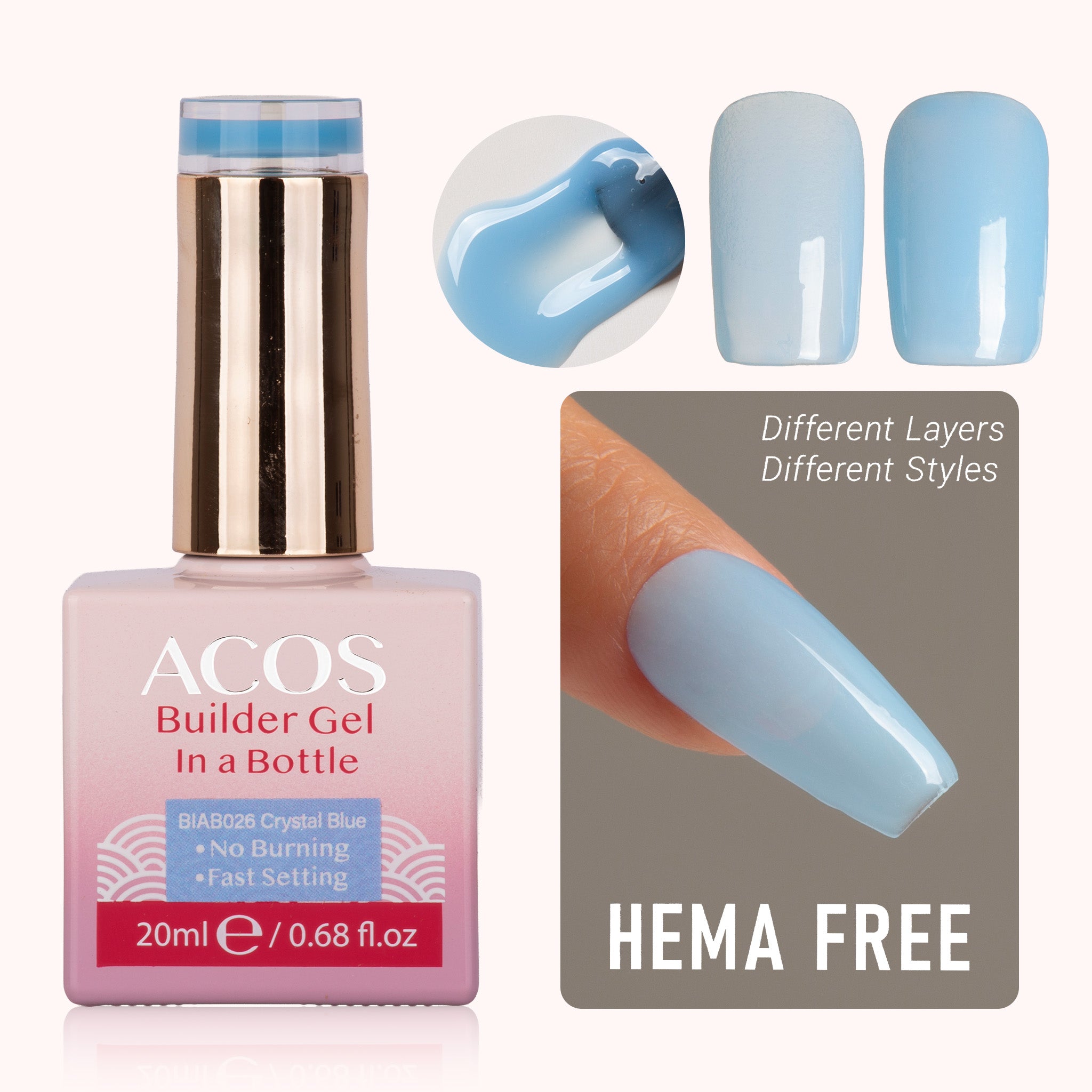 ACOS Hema Free Brush-on Builder Gel (20ml) - Lashmer