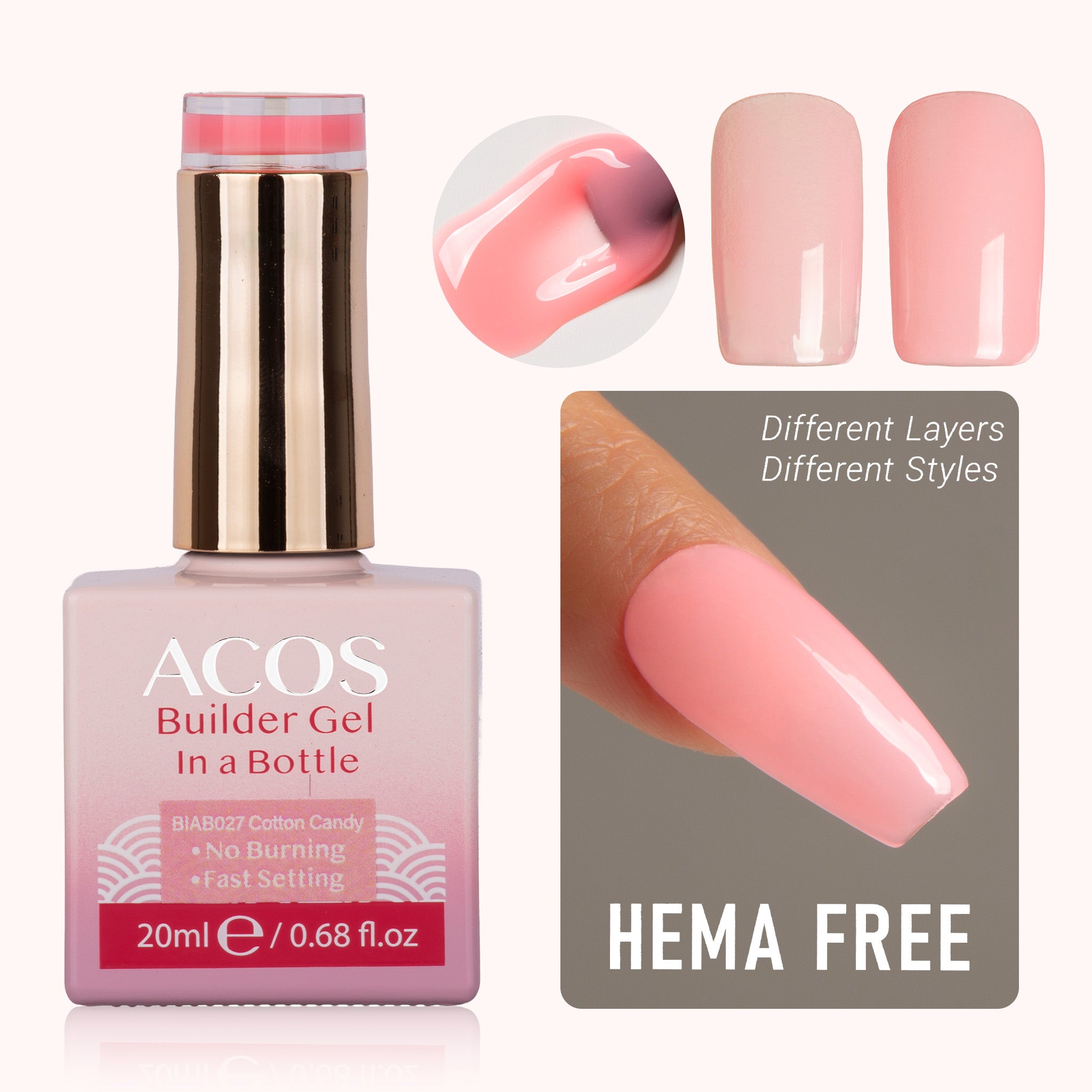 ACOS Hema Free Brush-on Builder Gel (20ml) - Lashmer