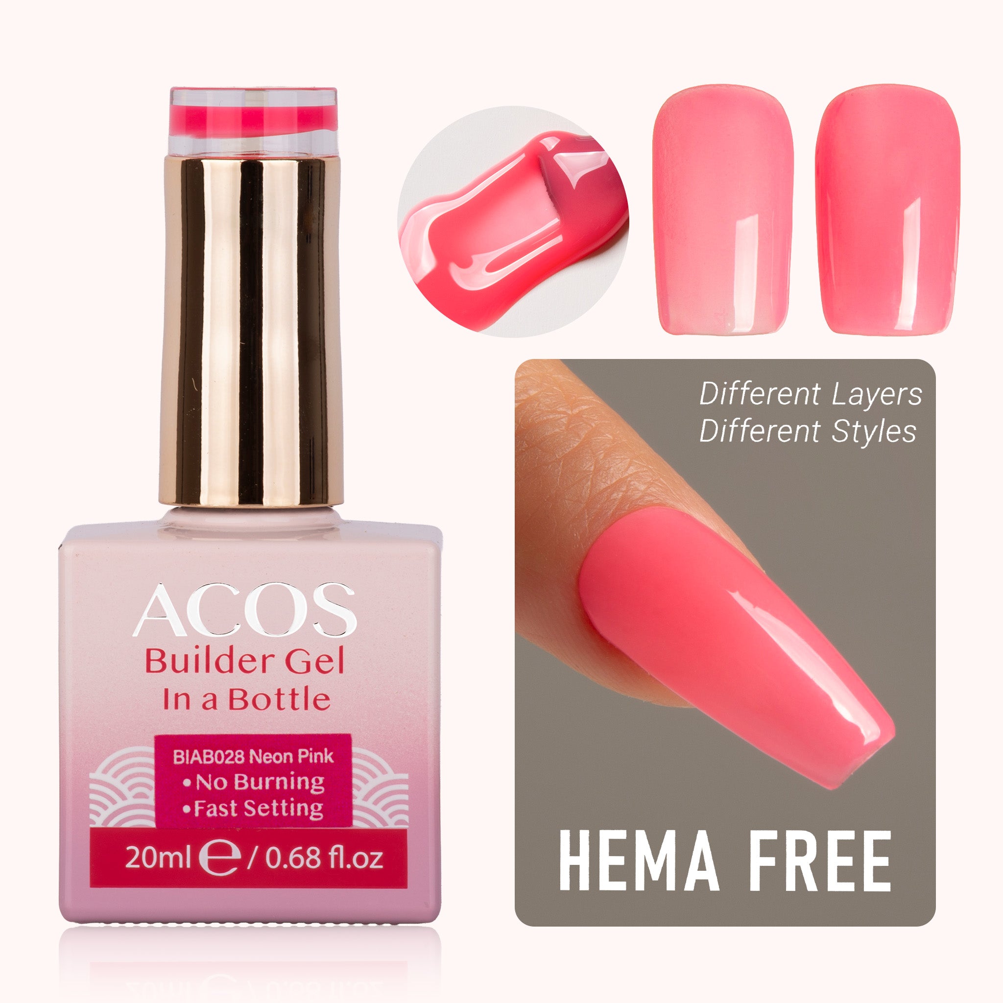ACOS Hema Free Brush-on Builder Gel (20ml) - Lashmer