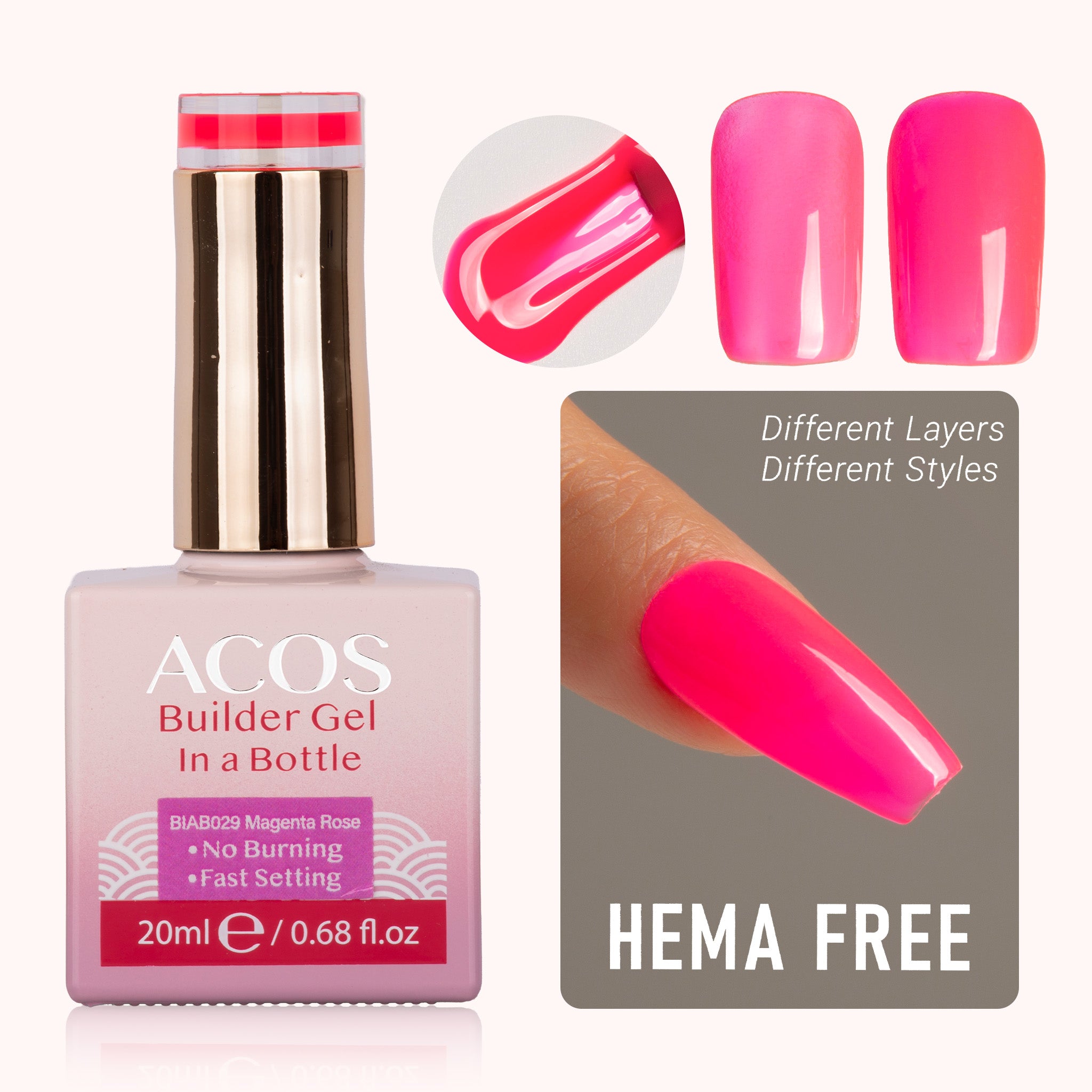 ACOS Hema Free Brush-on Builder Gel (20ml) - Lashmer