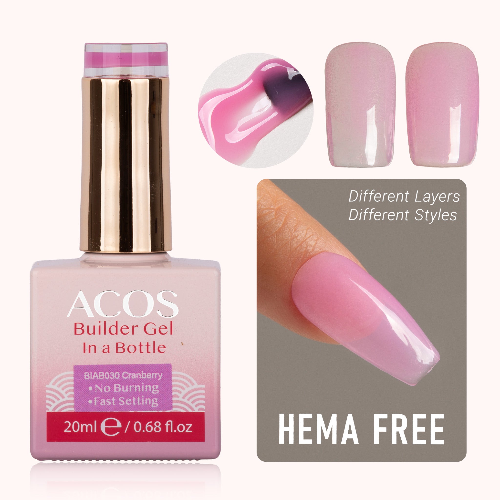 ACOS Hema Free Brush-on Builder Gel (20ml) - Lashmer