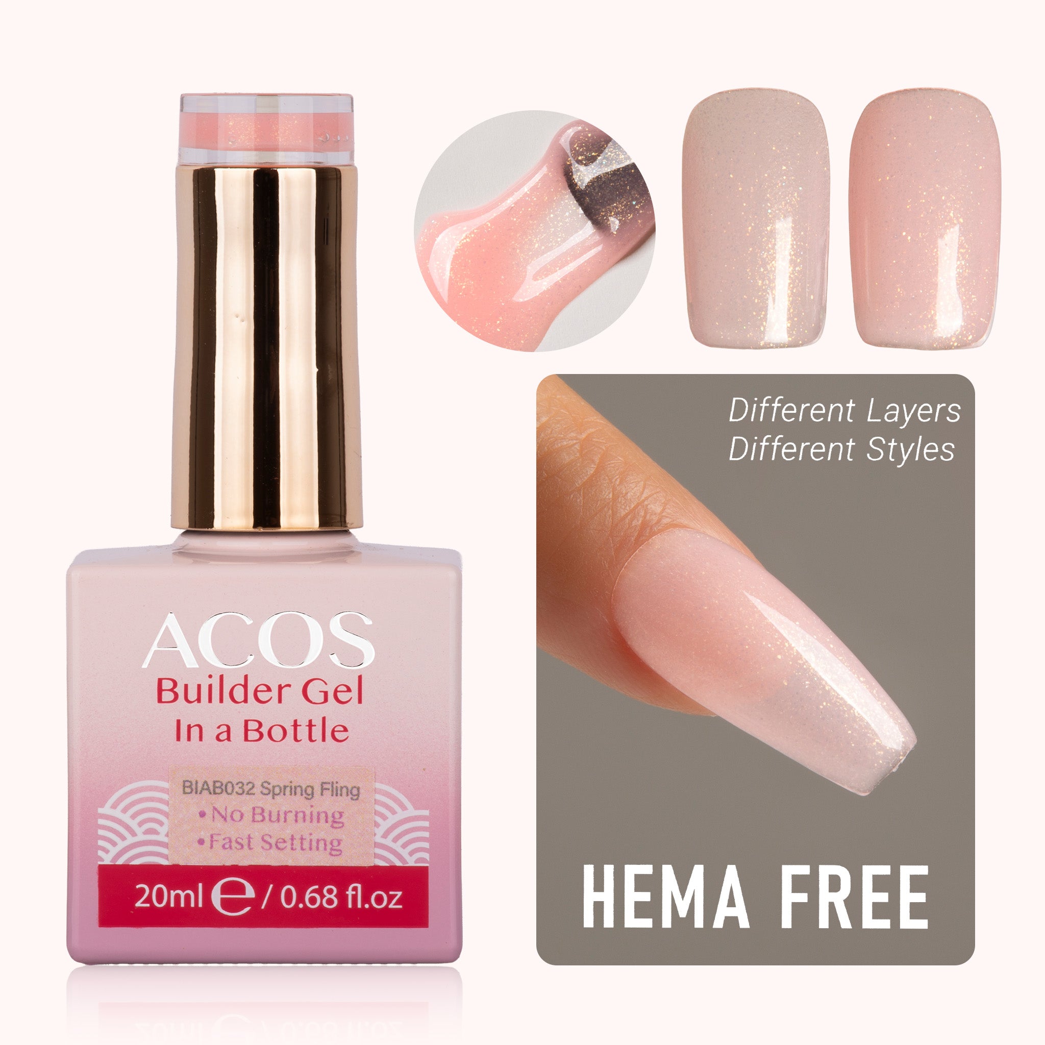 ACOS Hema Free Brush-on Builder Gel (20ml) - Lashmer