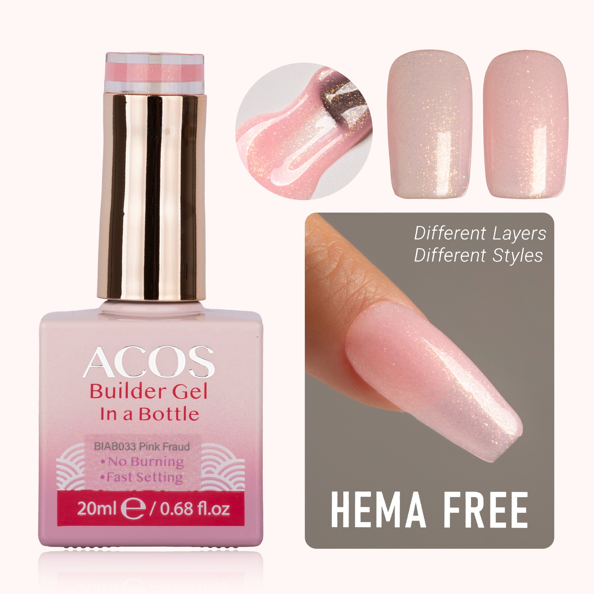 ACOS Hema Free Brush-on Builder Gel (20ml) - Lashmer