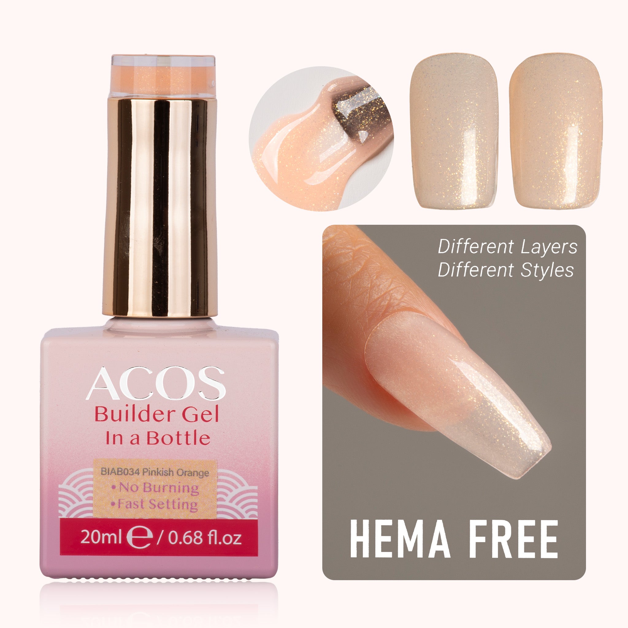 ACOS Hema Free Brush-on Builder Gel (20ml) - Lashmer
