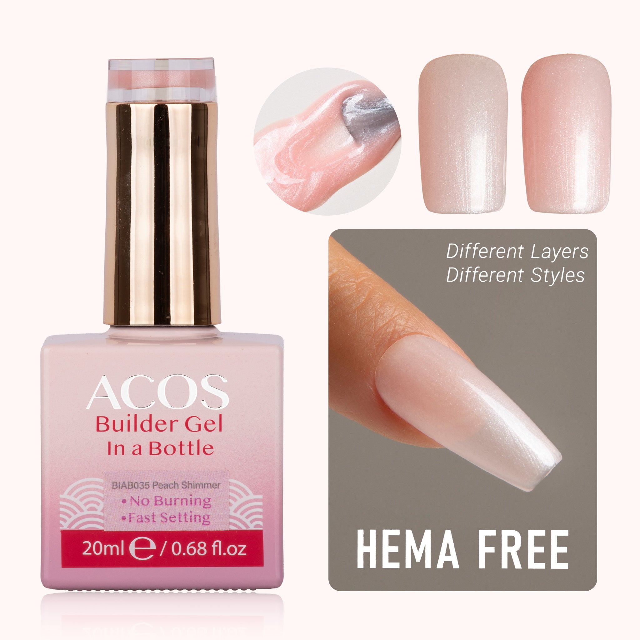ACOS Hema Free Brush-on Builder Gel (20ml) - Lashmer