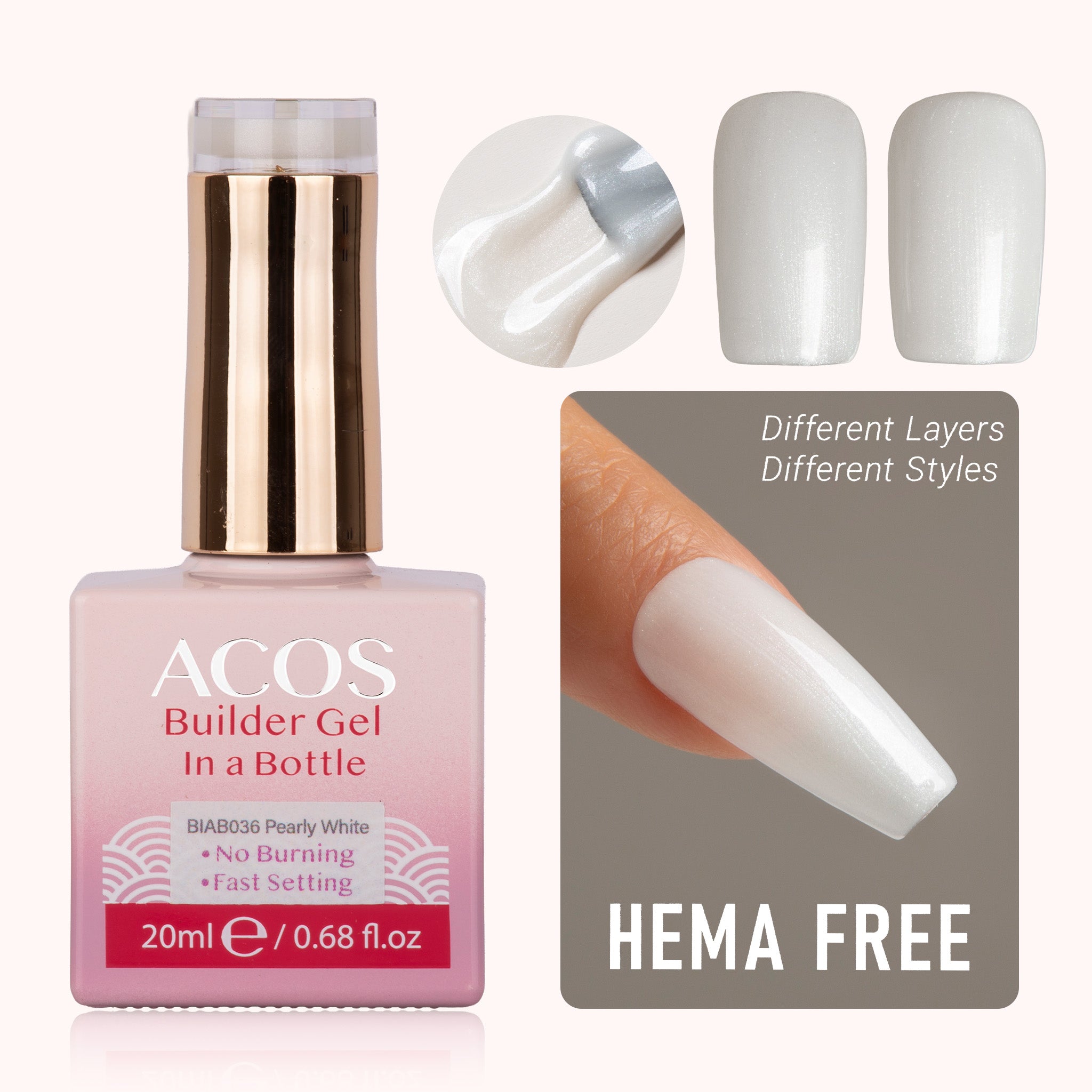 ACOS Hema Free Brush-on Builder Gel (20ml) - Lashmer