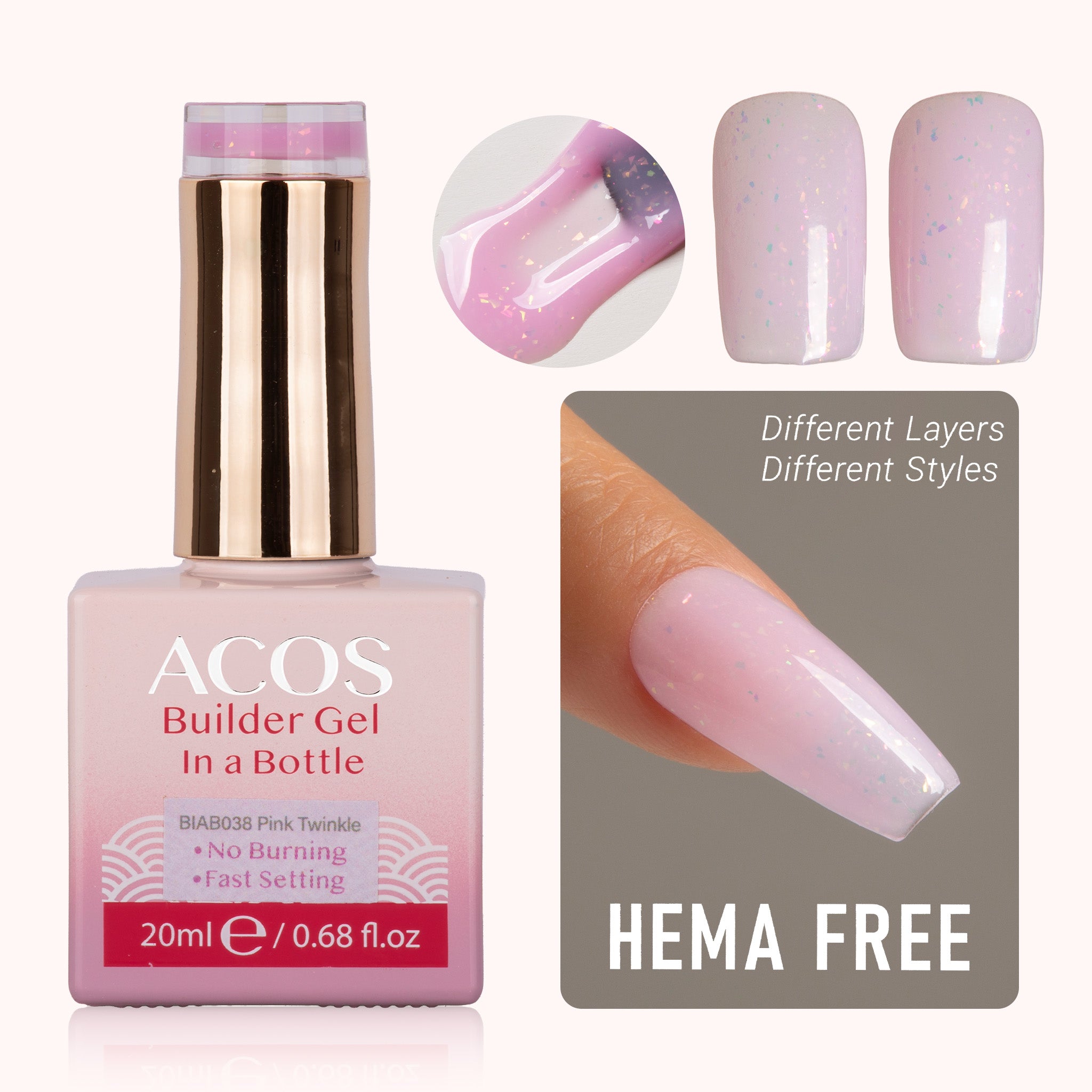 ACOS Hema Free Brush-on Builder Gel (20ml) - Lashmer