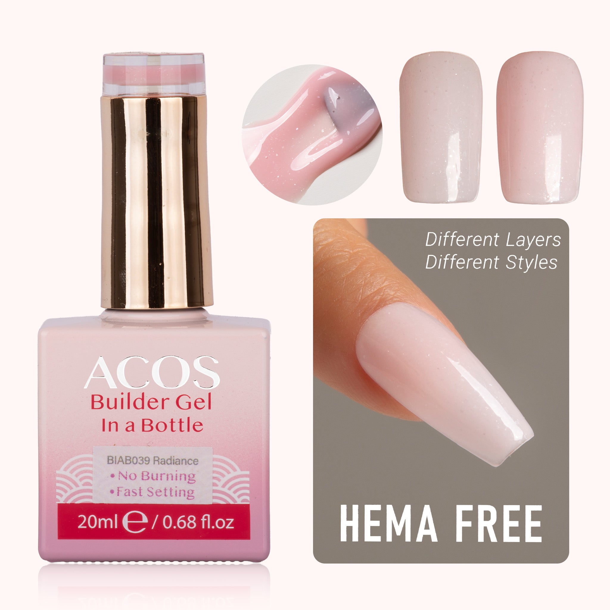 ACOS Hema Free Brush-on Builder Gel (20ml) - Lashmer