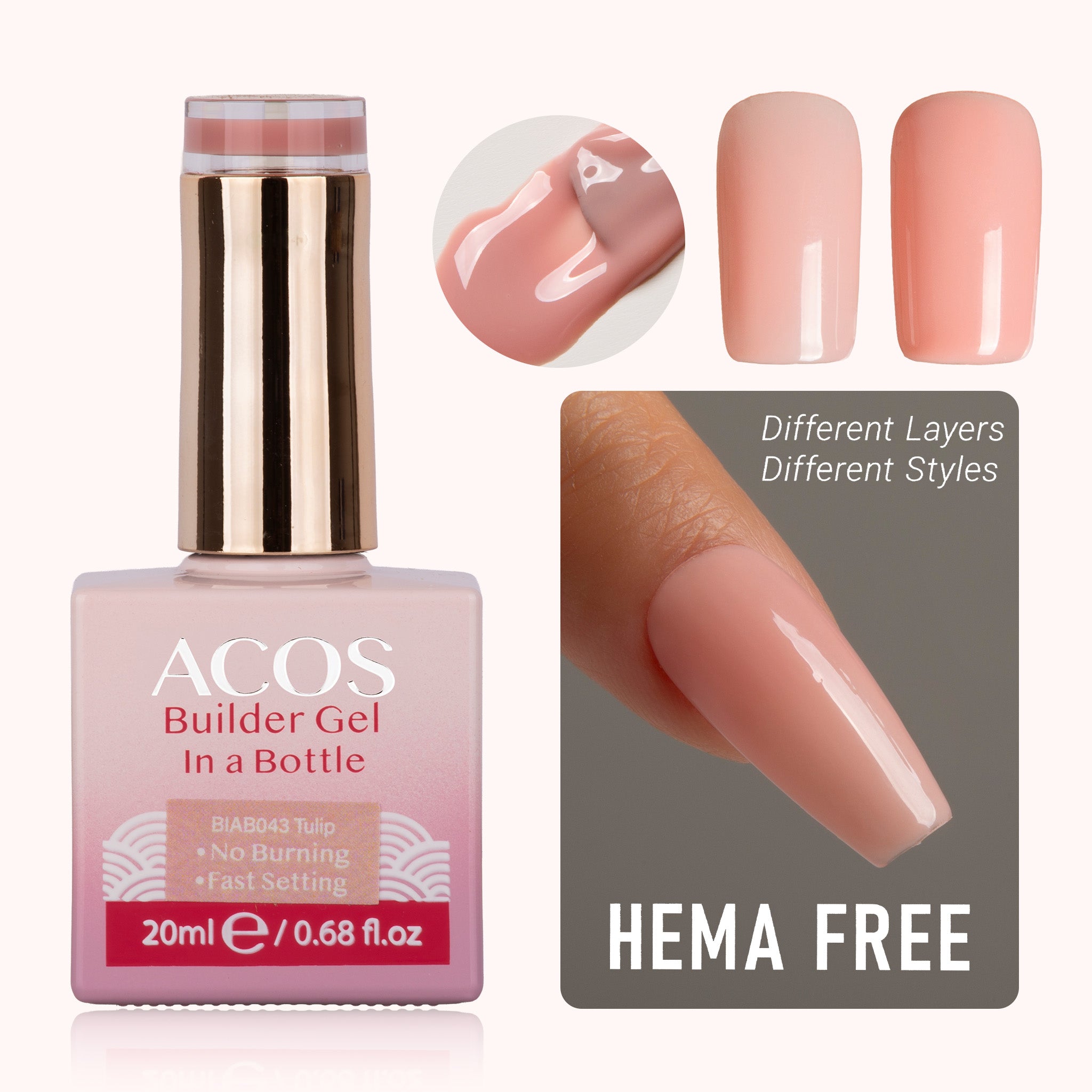 ACOS Hema Free Brush-on Builder Gel (20ml) - Lashmer
