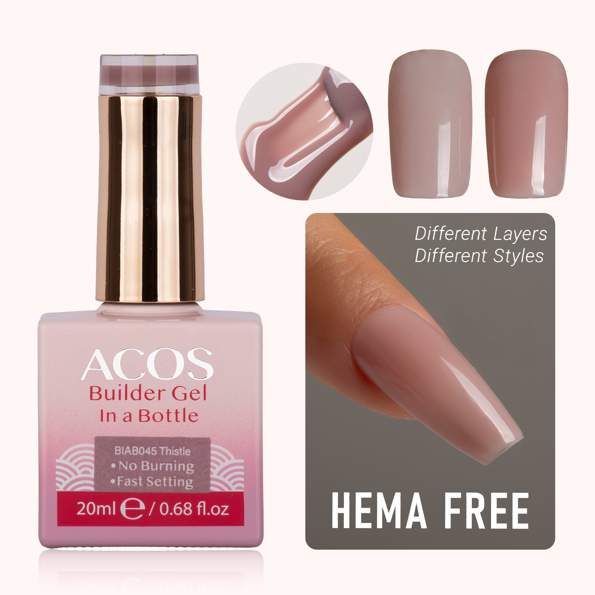 ACOS Hema Free Brush-on Builder Gel (20ml) - Lashmer